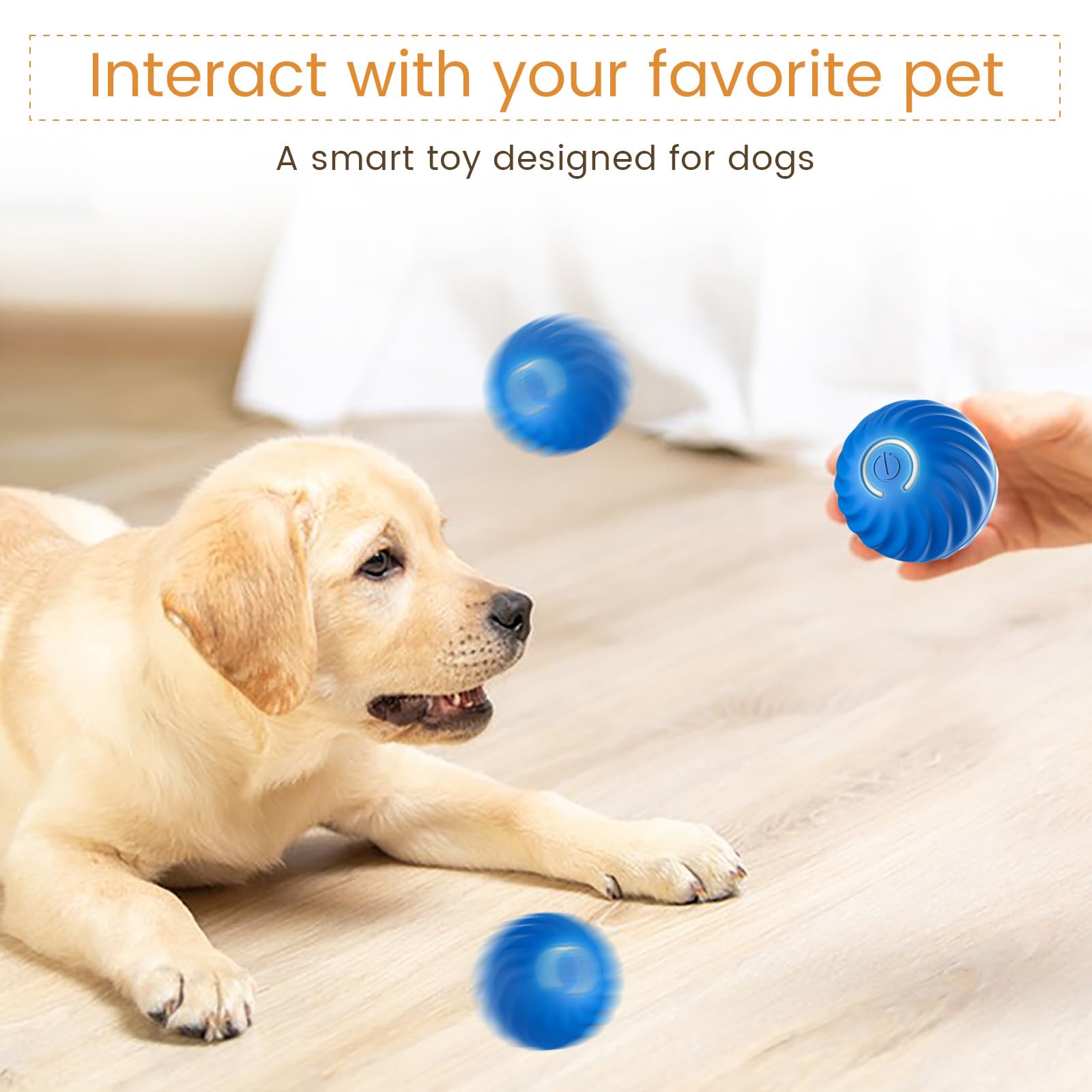 Pakesi Interactive Dog Toys,Durable Active Wicked Ball,Automatic Moving Bouncing Rotating Ball For Puppy/Small/Medium Dogs,Usb R