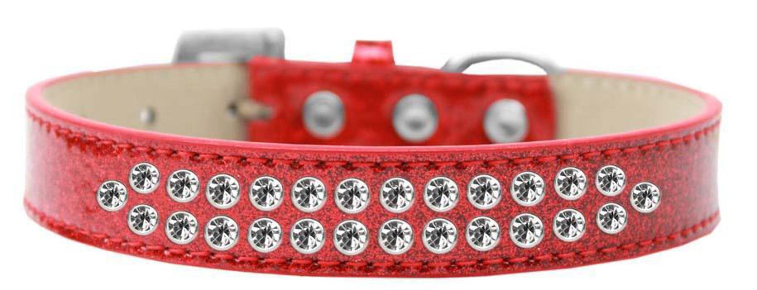 Dog, Puppy & Pet Ice Cream Collar, Two Row Clear Crystal Rimsets Gold 12