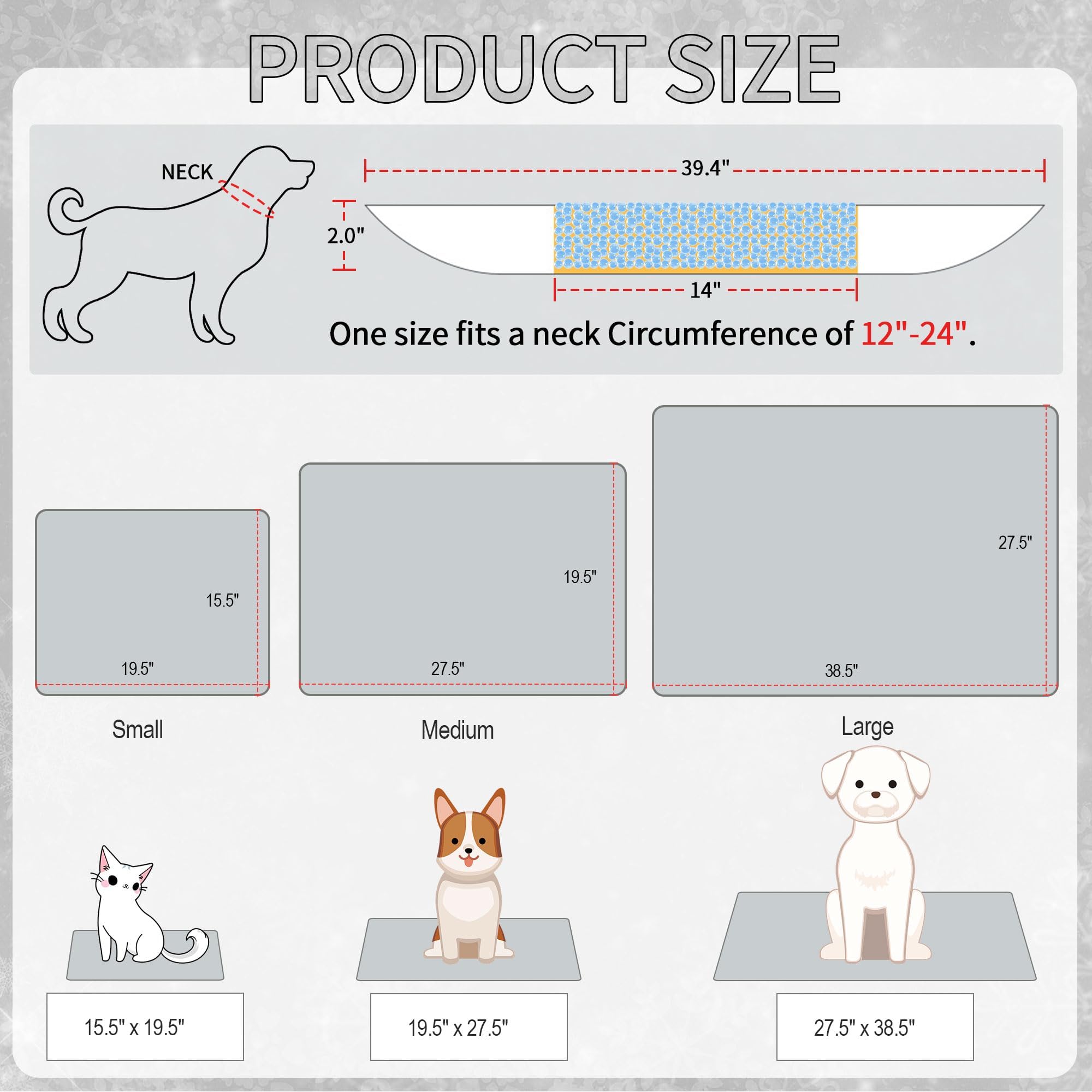 Hotumn Cat Cooling Mat With Free Bandana,Summer Cooling Pad For Small Dog Puppy & Cats, Machine Washable For Indoor Use On Beds,