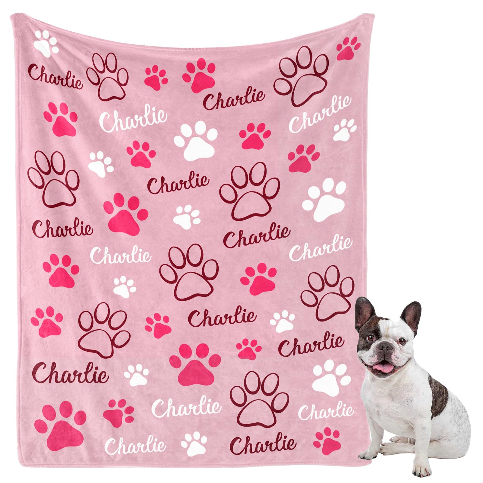 Glisterglow Personalized Dog Blanket, Customized Pet Blankets With Name Picture, Throw Blanket For Small Medium Large Dog Puppy 