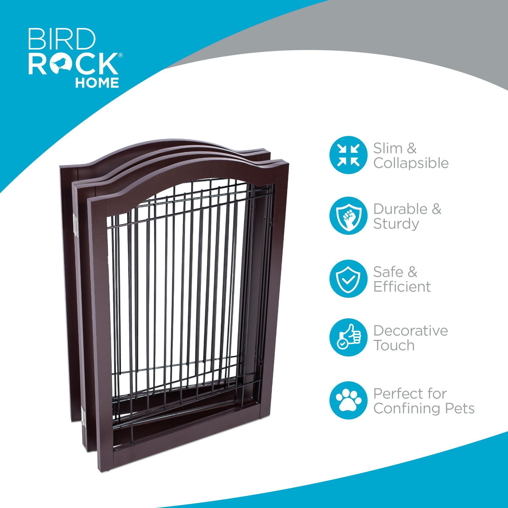 Internet'S Best Arched Top Wire Dog Gate - 4-Panel Free Standing Indoor Folding Pet Barrier, Ideal For Medium, Large Dogs, Puppi