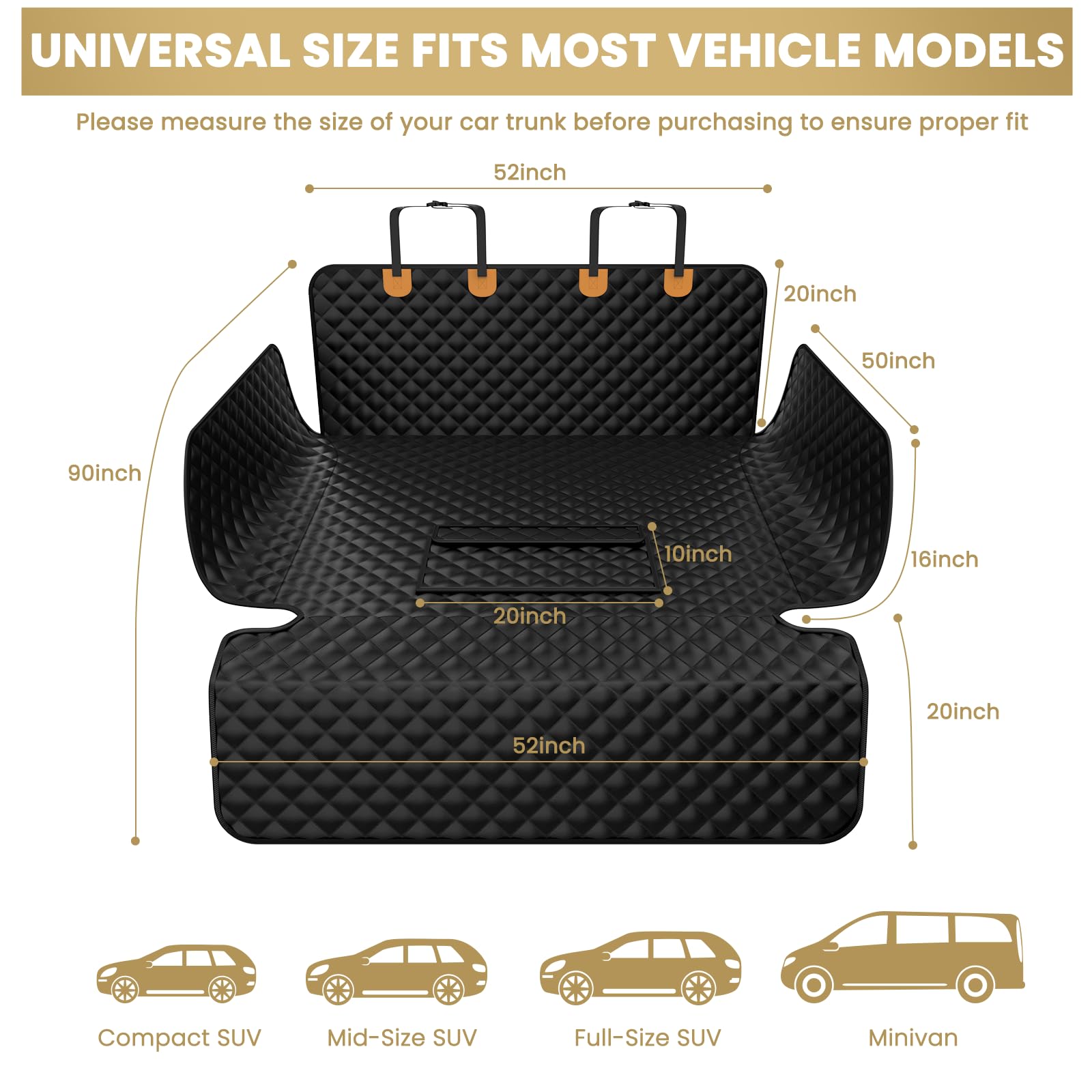 Waterproof SUV Cargo Liner for Dogs - Pu Leather Pet Car Seat Cover Protector with Bumper Flap, Non-Slip Backseat Mat for SUVs,