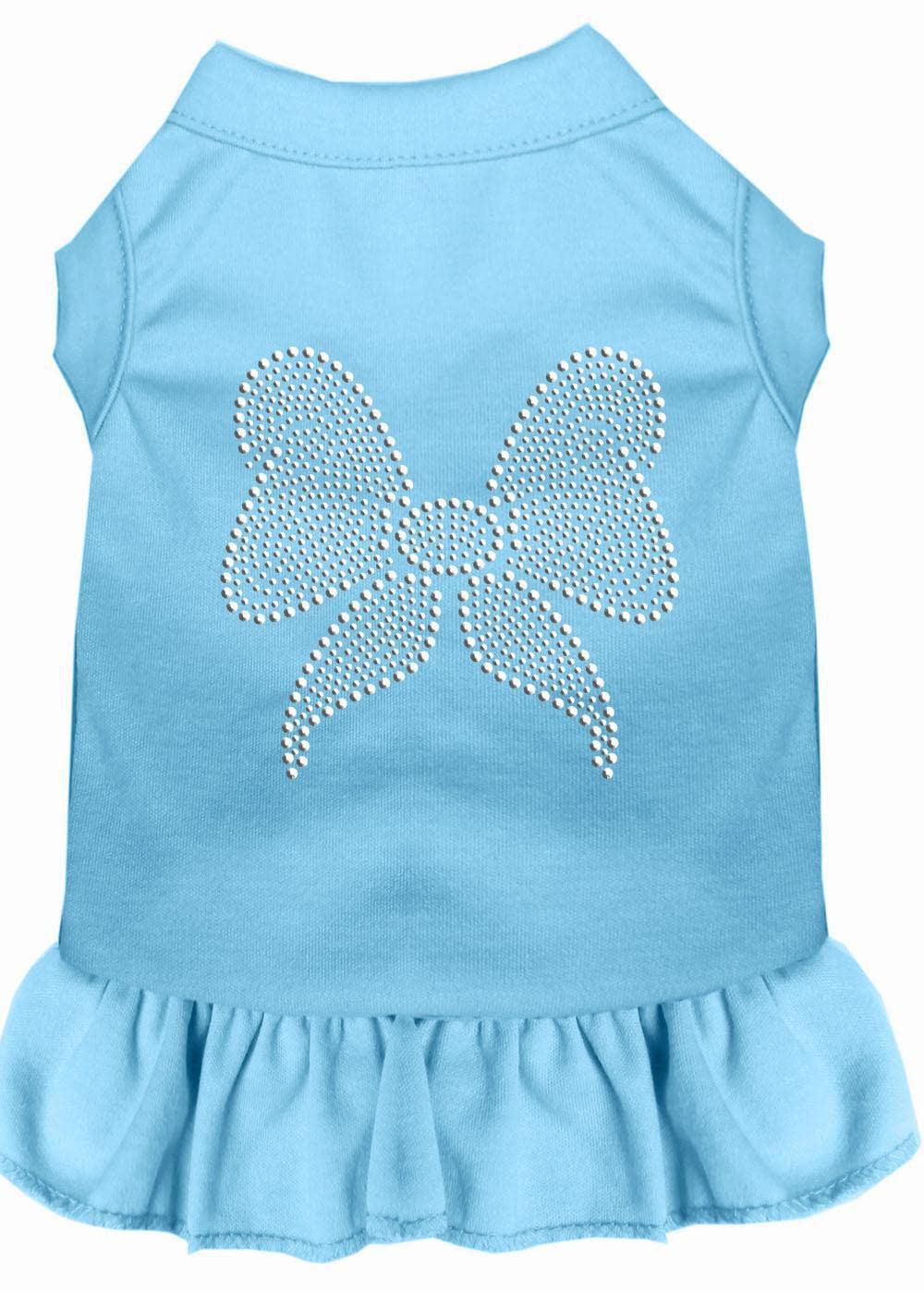 Pet Dog & Cat Dress Rhinestone, &quot;Bow&quot; Baby Blue XL (14-20 lbs.)