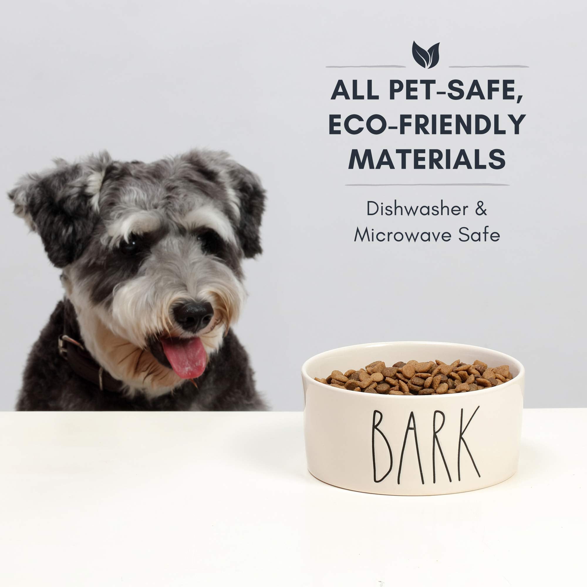 Rae Dunn Cute Ceramic Dog Bowl, Pet Dish For Dogs And Cats, Heavy Pet Bowl, Bark (6 Inches)