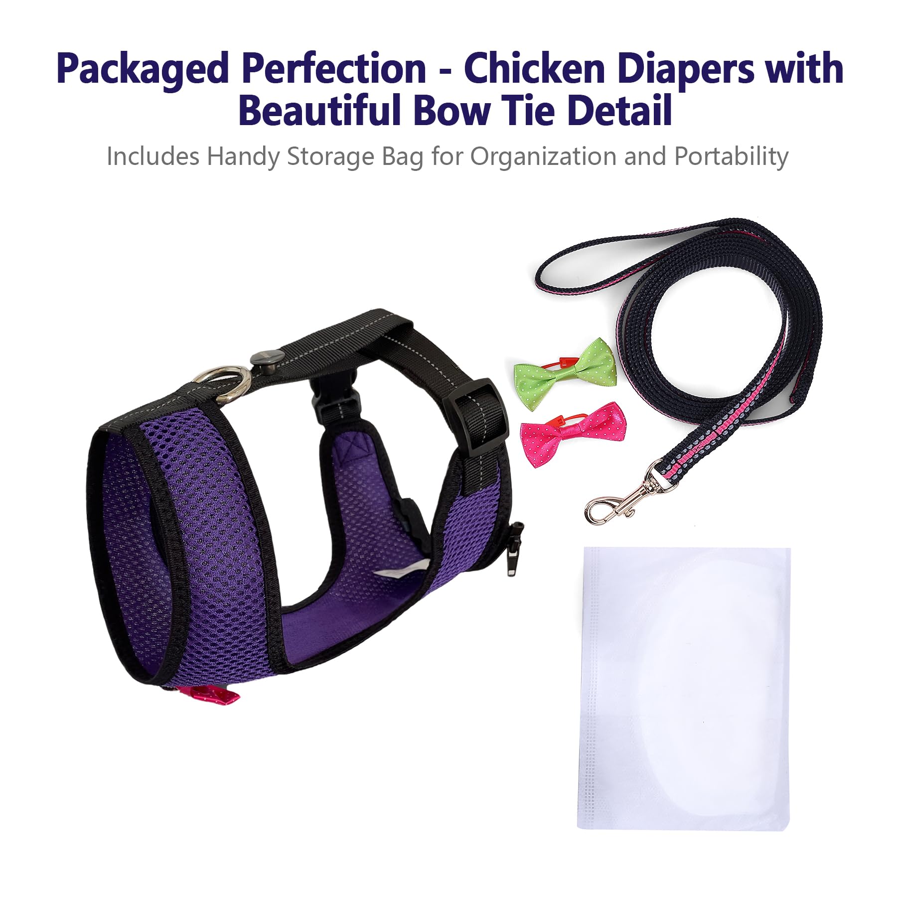 Yesito Chicken Harness Hen Size with 5.5ft Matching Leash - Adjustable, Resilient, Comfortable, Breathable, Large Size, Suitable
