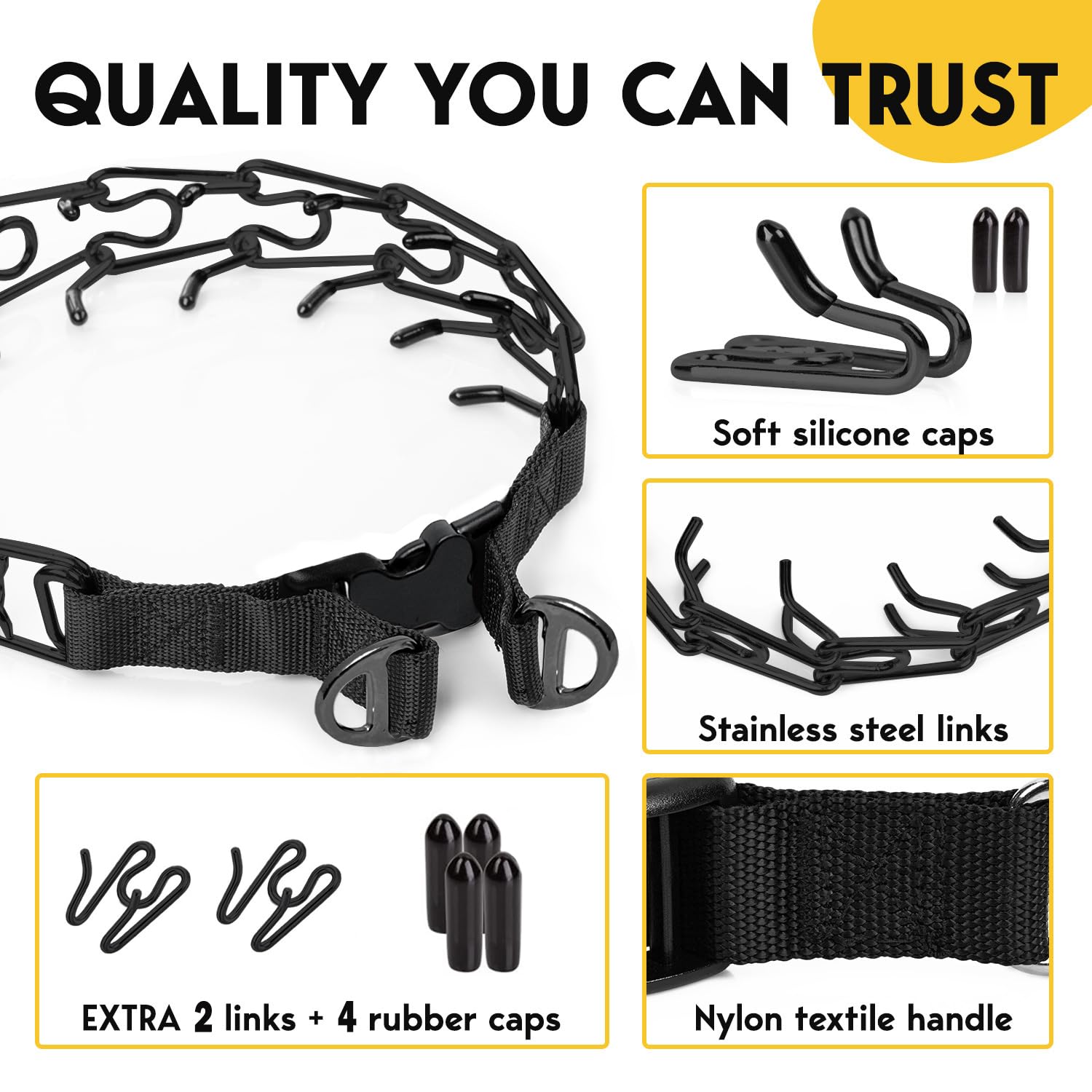 Petjett Prong Collar For Dogs - No Pull Choke Collar For Dogs, Pinch Collar For Dog Adjustable Training Collar For Small Medium