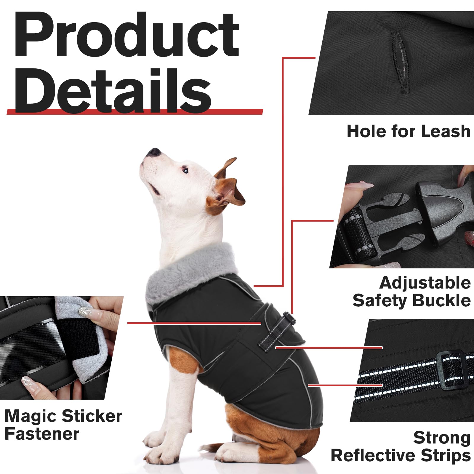 Lelepet Warm Dog Coat Reflective Dog Fleece Vest Waterproof Dog Jacket Windproof Dog Winter Coat Dog Cold Weather Coats With Adjustable Buckle Medium Dog Coat Dog Snowsuit Dog Coat For Medium Dogs, M