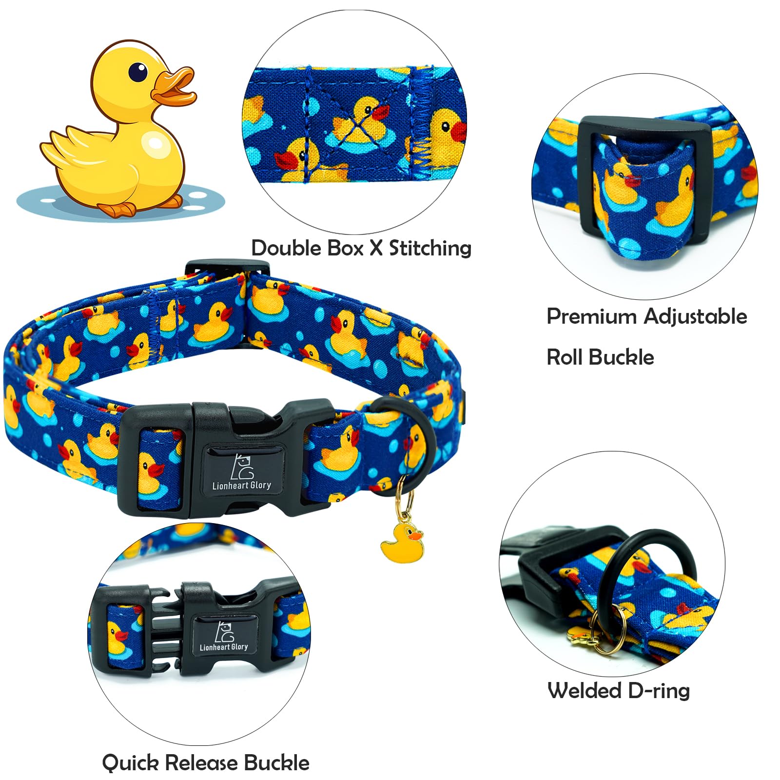 Lionheart Glory Dog Collar Ducky Pattern Cute Collar For Medium Dogs Spring Summer Female Or Male Collars Pets Gift Adjustable H