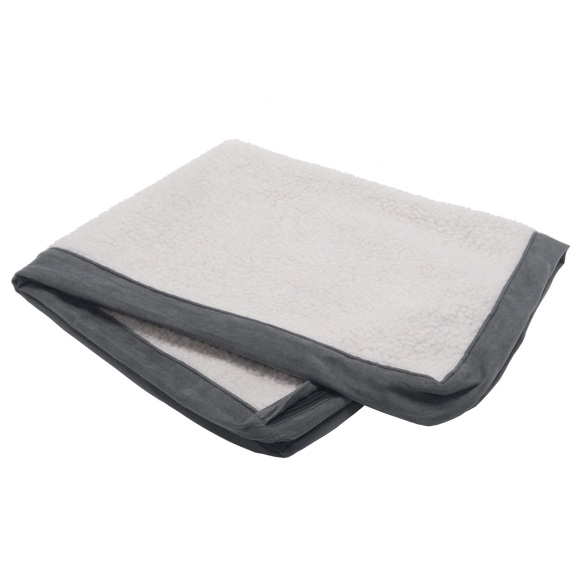 Furhaven Replacement Dog Bed Cover Sherpa & Suede Mattress, Machine Washable - Gray, Jumbo Plus (Xx-Large)