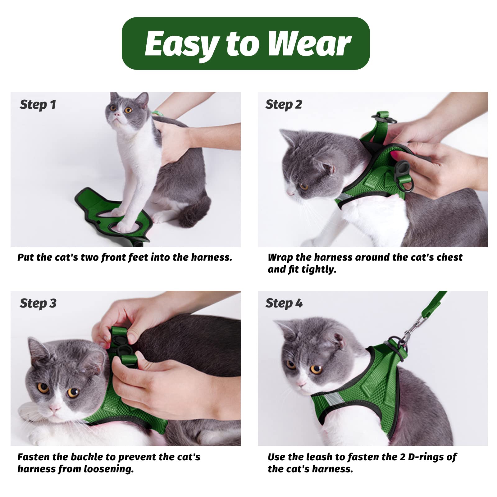 FAYOGOO Cat Harness, Cat Leash and Harness Set for Walking Escape Proof, Harness for Small Cats/Small Dogs, Large Kitten/Puppy Harness and Leash, Harness for Cats S-XXL(Neon Green, X-Large) -Like New
