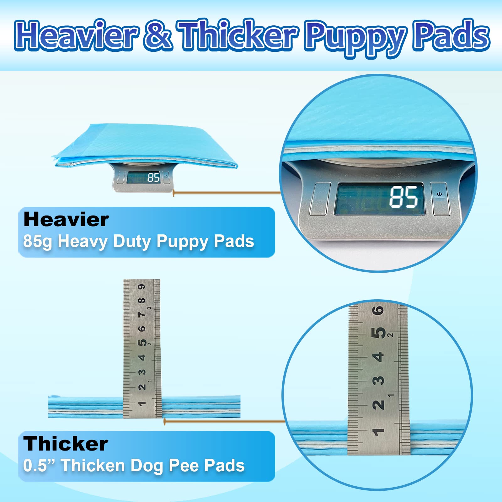 Dogcator XL Puppy Pads - 40 Count Extra Large Disposable Pee Pads, 28"x34", Non-woven Fabric, Blue, Model DC2834