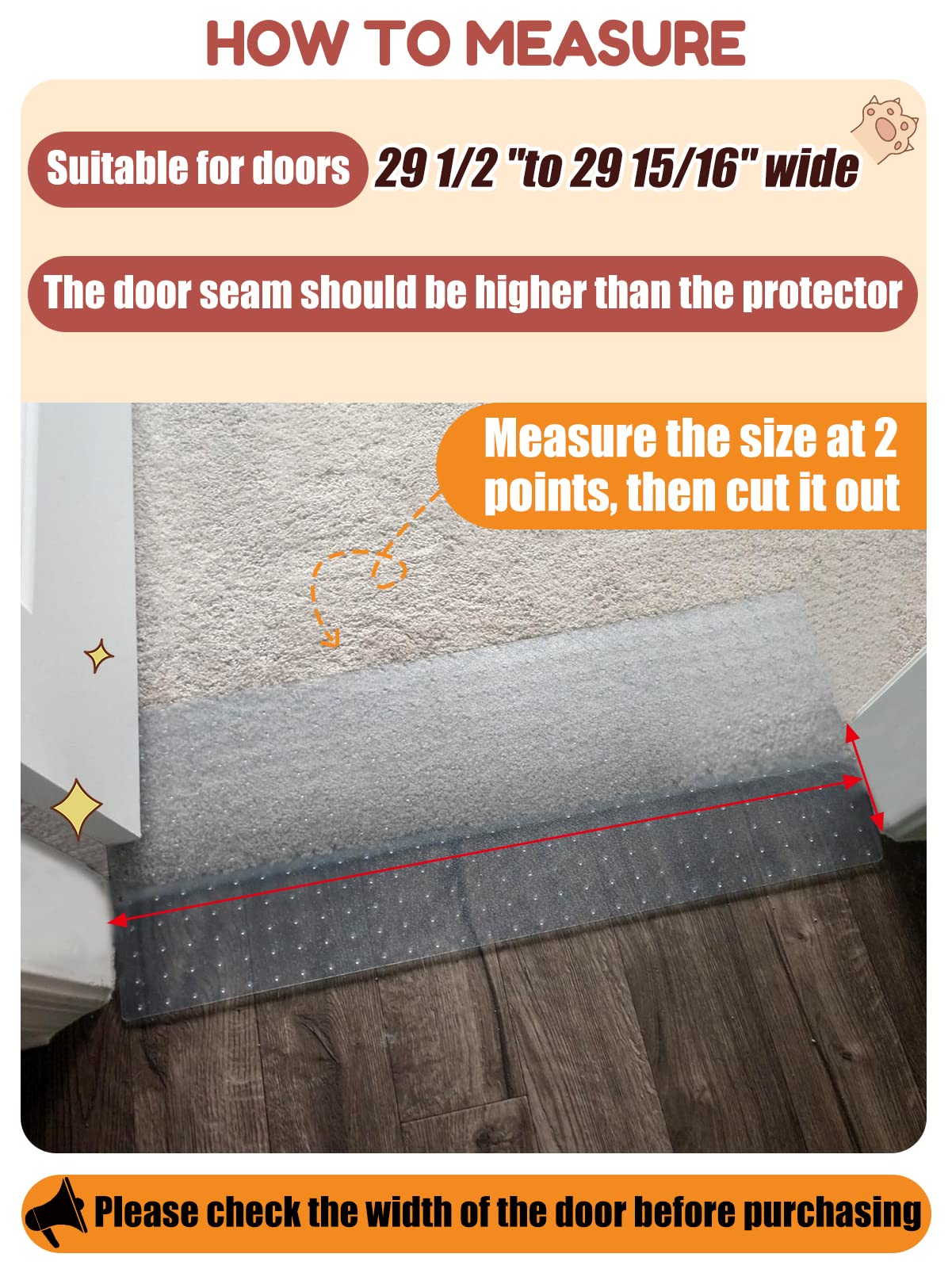 8.2Ft(L) Carpet Protector For Pets - Anti-Slip Cat Carpet Protector, Scratch Resistant Pets Scratch Stopper, Easy To Cut Floor R