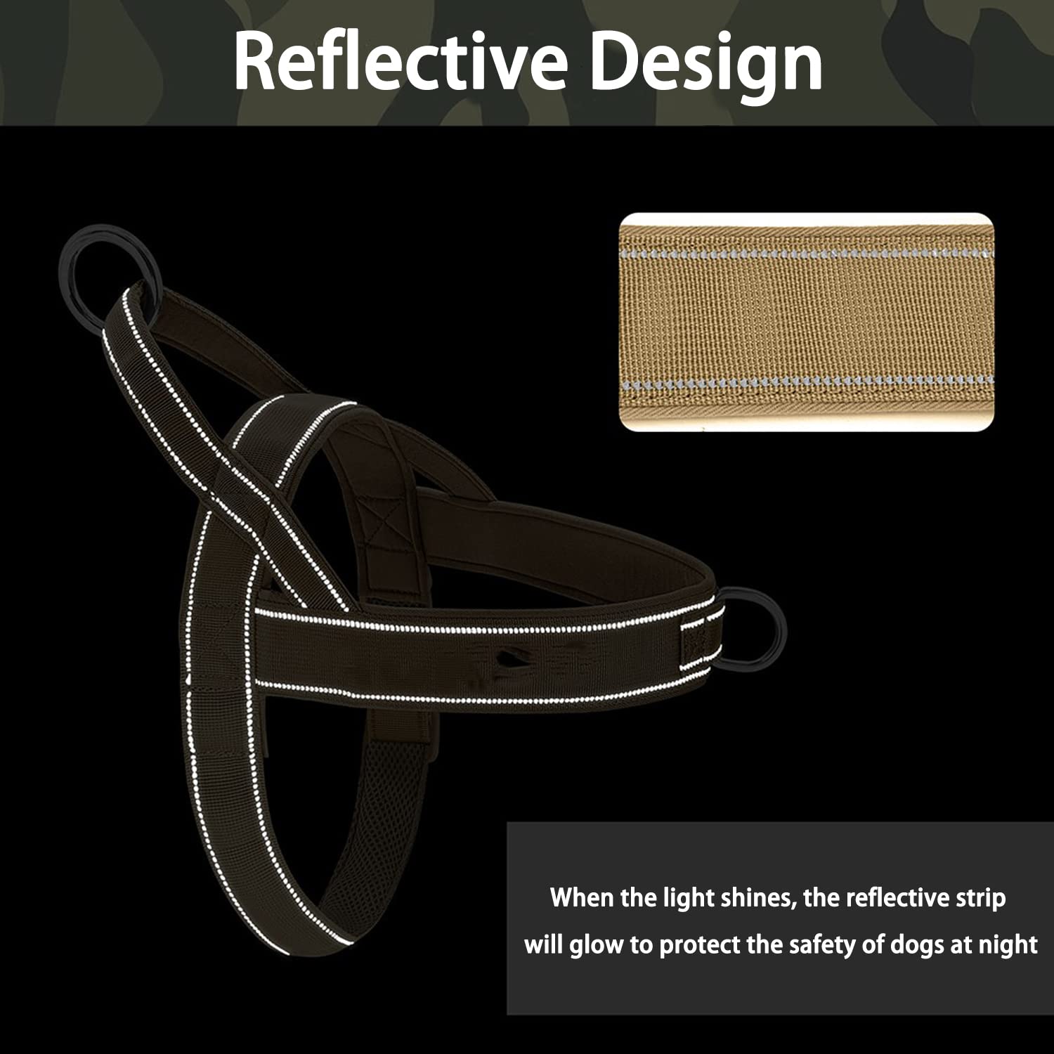 Qifbyfb No Pull Dog Harness For Medium Large Dog, Reflective Escape Proof Adjustable No Pulling Dog Harness, Dog Harness Brown L