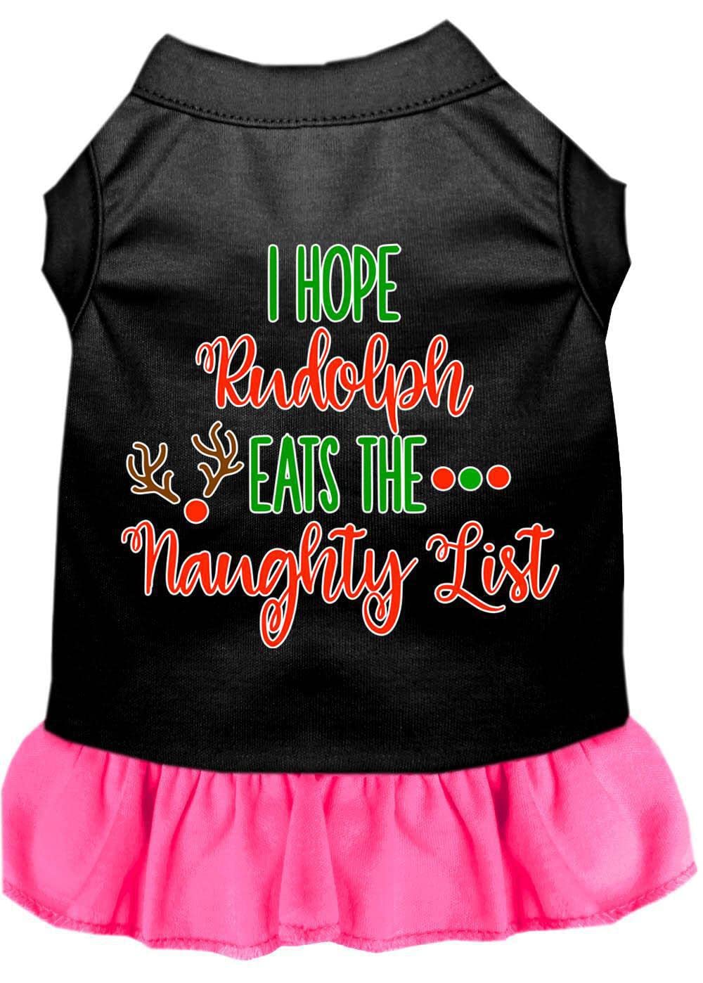 Christmas Pet Dog & Cat Dress Screen Printed, &quot;I Hope Rudolph Eats The Naughty List&quot; White 3XL (25-35 lbs.)
