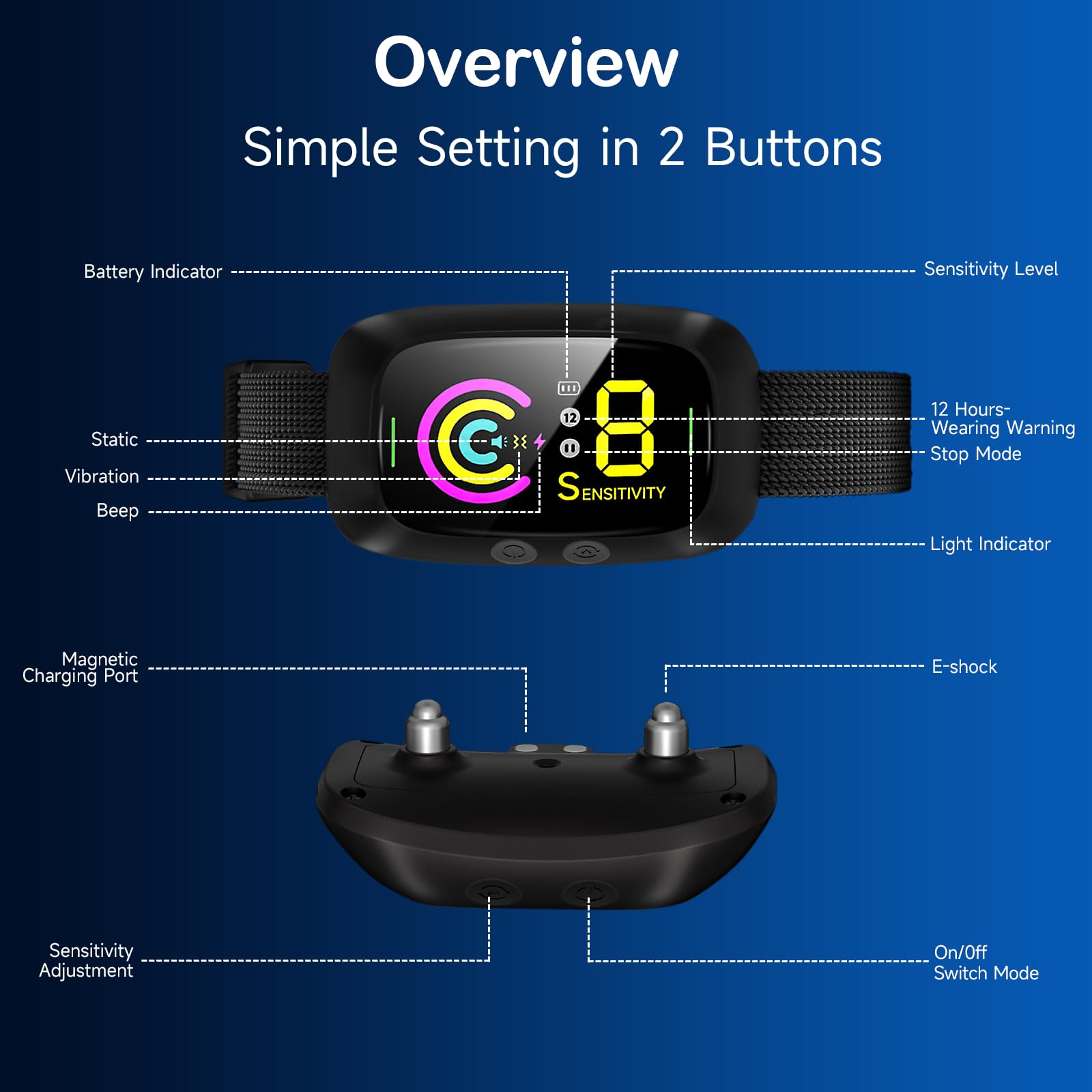 Dog Bark Collar, Smart Bark Collar For Large Medium Small Dogs, Automatic Barking Control, No Bark Training Collar With Beep Vib
