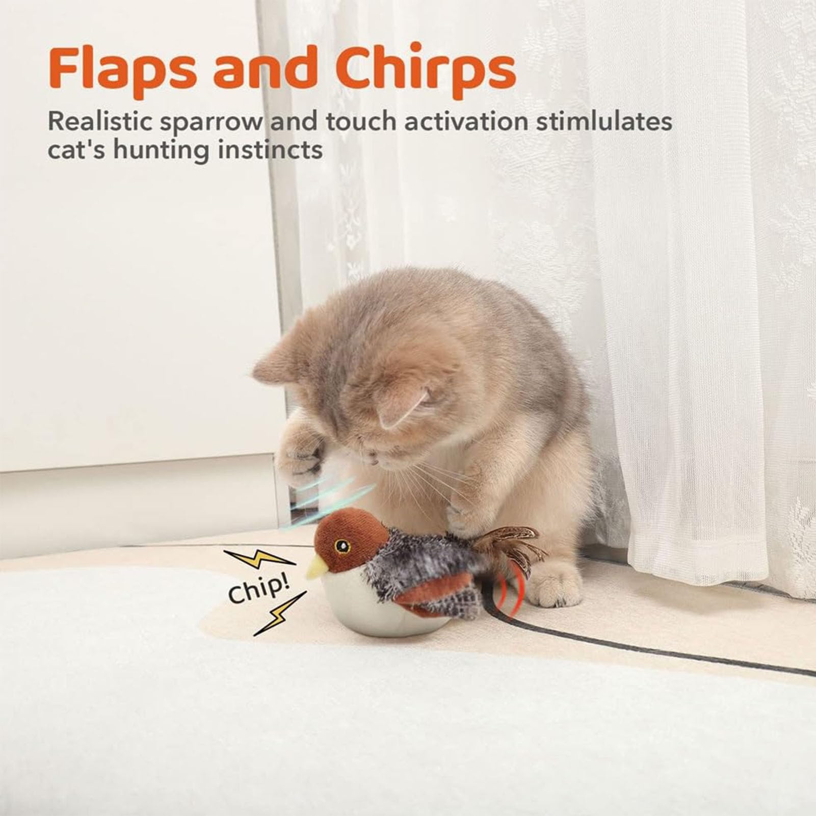 Flying Bird Cat Toy, Chirping Bird Cat Toy Flapping Wings, Flapping Bird Cat Toy, Simulated Chirping Bird Cat Toy, Flying Bird C