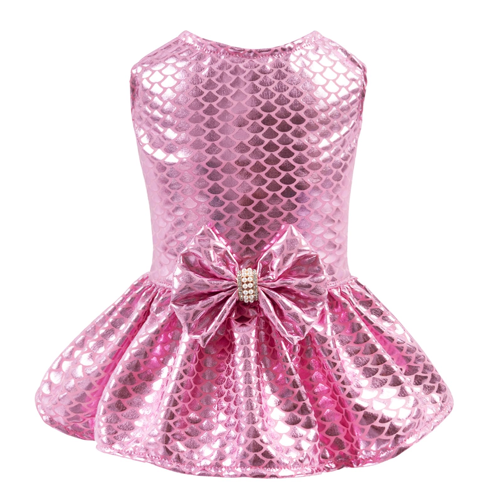 Cutebone Dog Dresses Bling Mermaid Summer Puppy Clothes For Medium Dogs Girl Sequins Skirt Dd11M