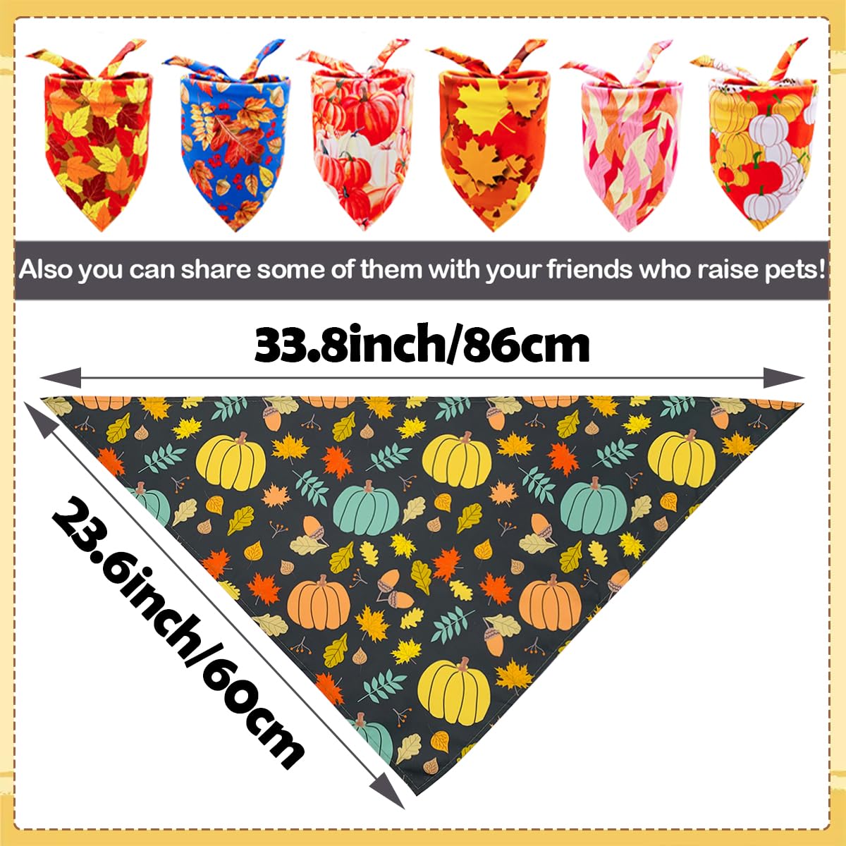 JpGdn 50PCS Large Dog Bandanas Fall Large XL Big Dog Breed Bulk Pumpin Harvest Leaves Forest Autumn Pattern Kerchief Triangle Bi