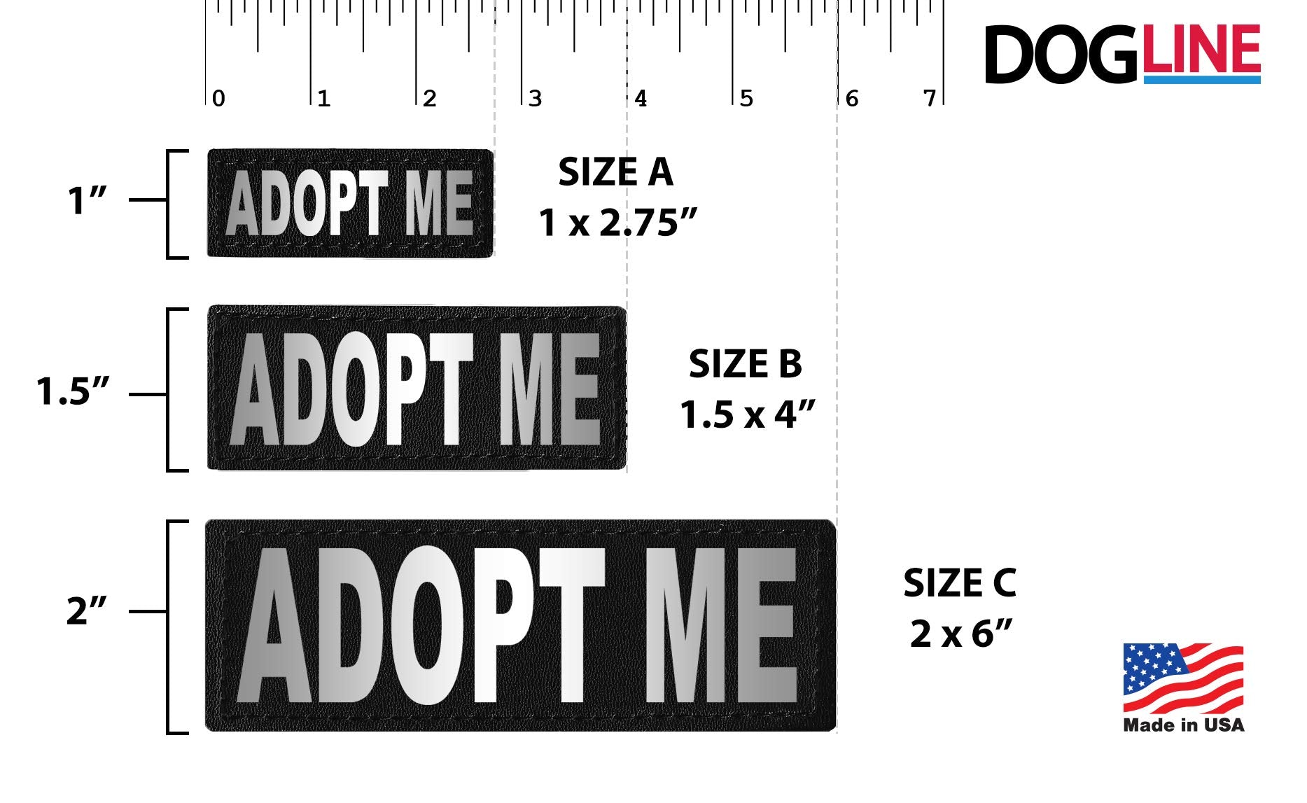 Dogline Adopt Me Vest Patches – Removable Adopt Me Patch 2-Pack With Reflective Printed Letters For Support Dog Vest Harness Collar Or Leash Large/X-Large