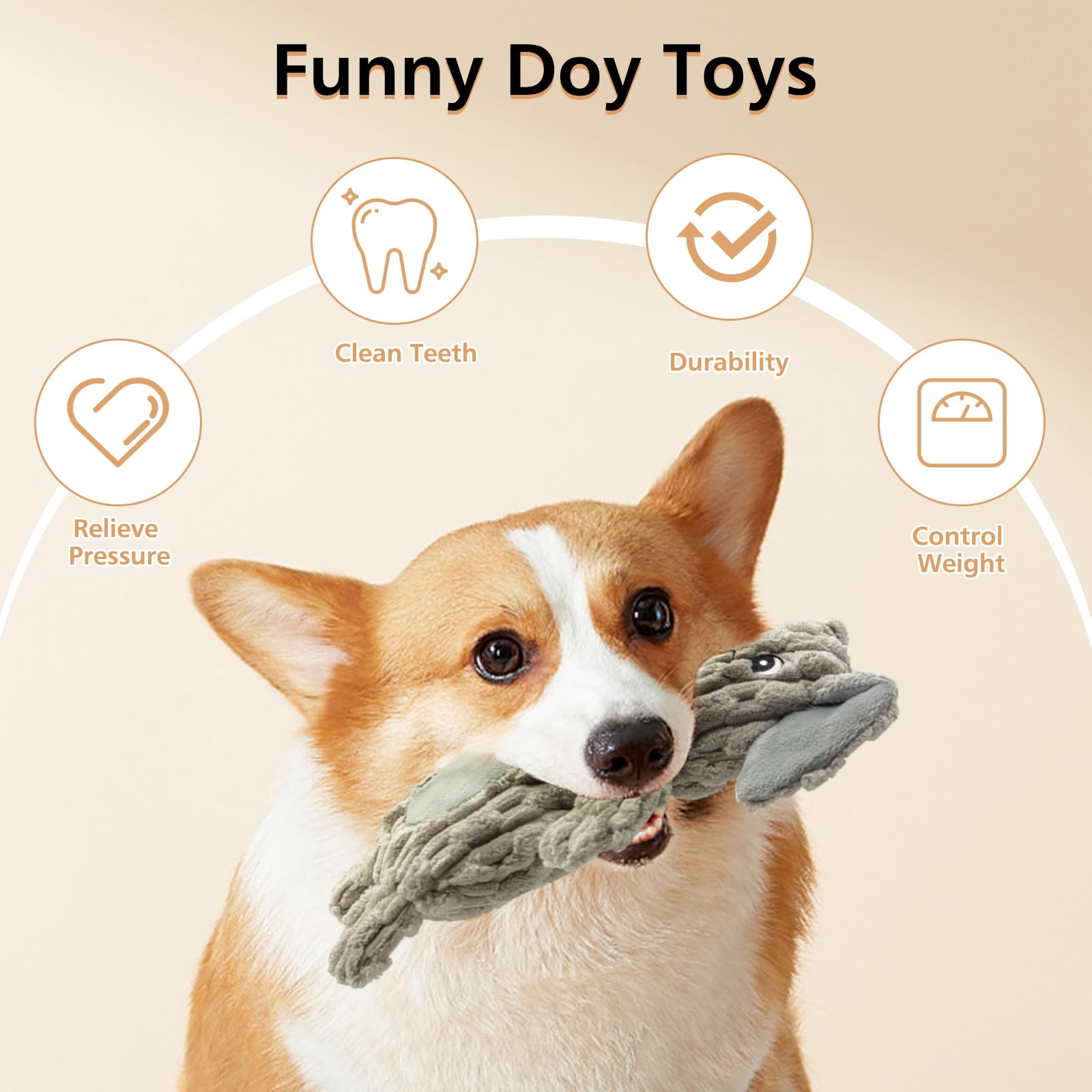 5PACK Dog Toys for Large Breed, Squeaky Funny Cute Interactive Medium & Small Dog Toys, Stuffed Plush Animals Puppy Toys