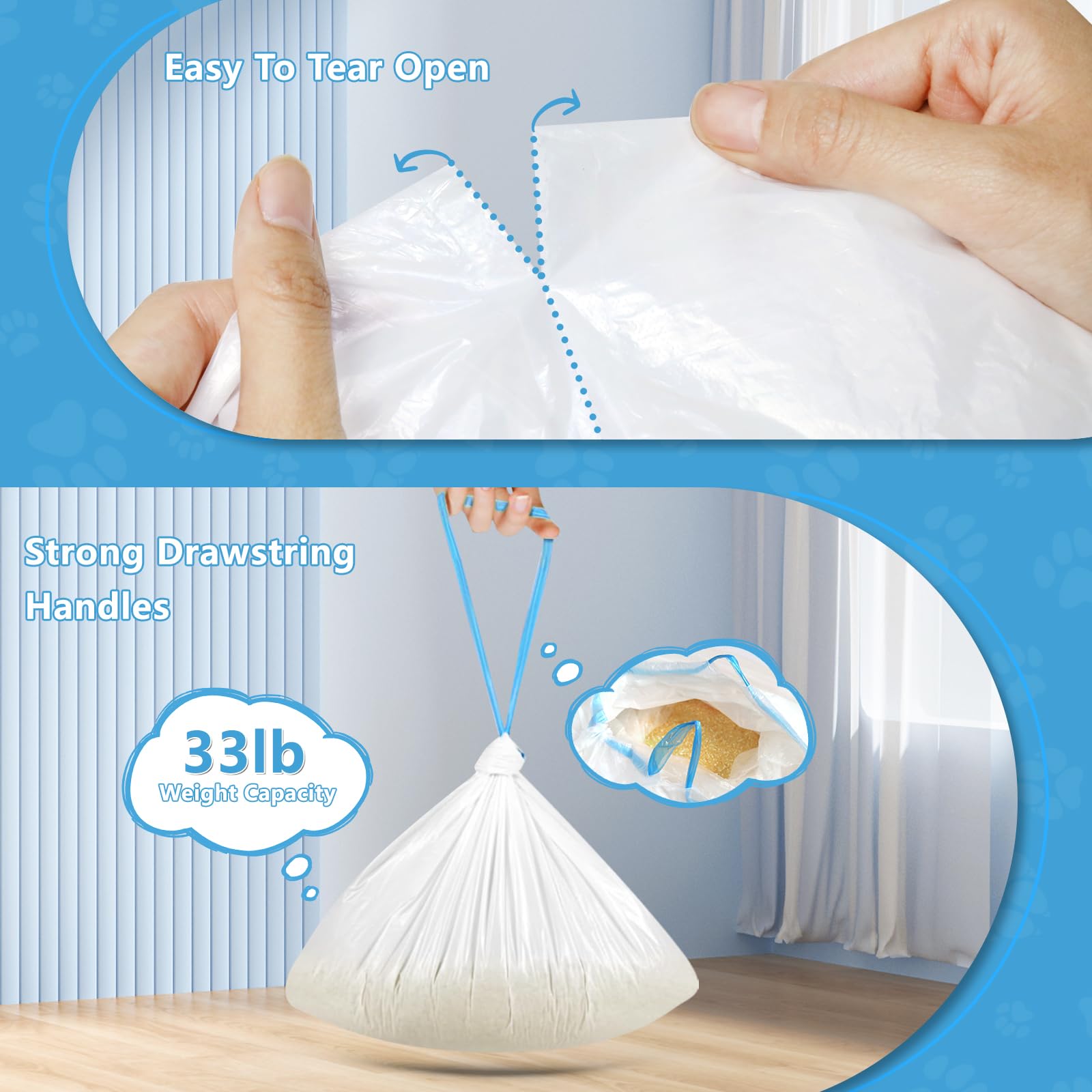 Kitcanis 120 Count Cat Litter Bags For Automatic Litter Box, Extra-Thick Drawstring Bags For Meowant Mw-Sc01 And Mw-Sc02, Self-C