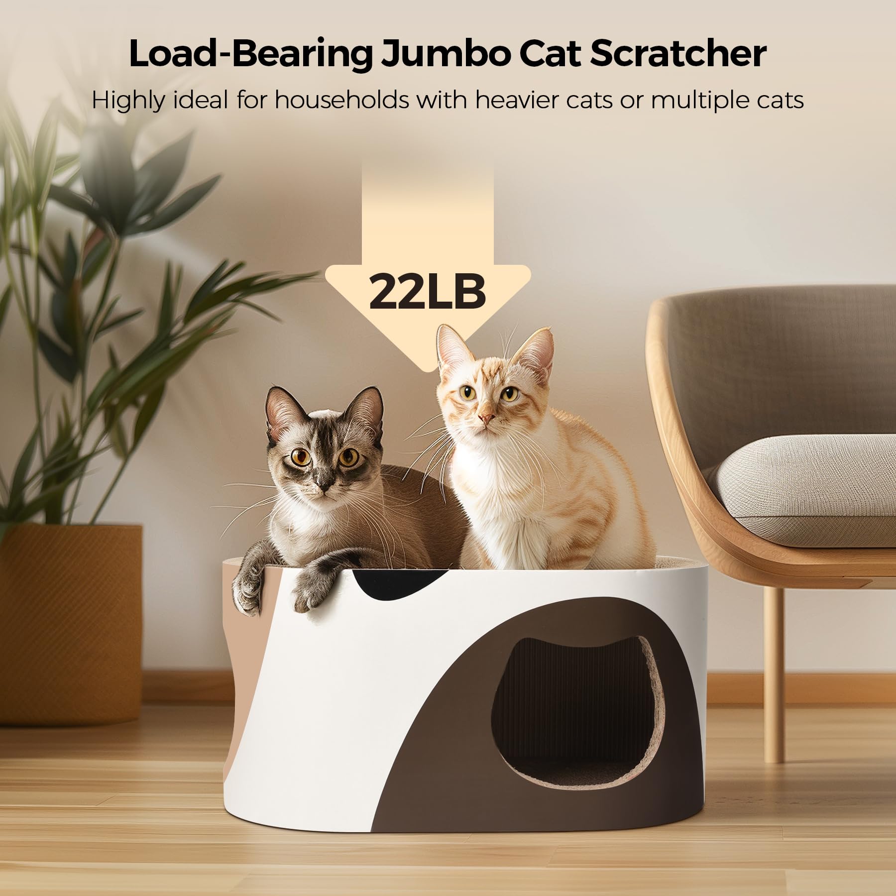 Msbc Big Cat Scratcher Lounge, Corrugated Cardboard Cat Scratcher House With Hole, Large Scratching Lounger Bed, Cat Scratching
