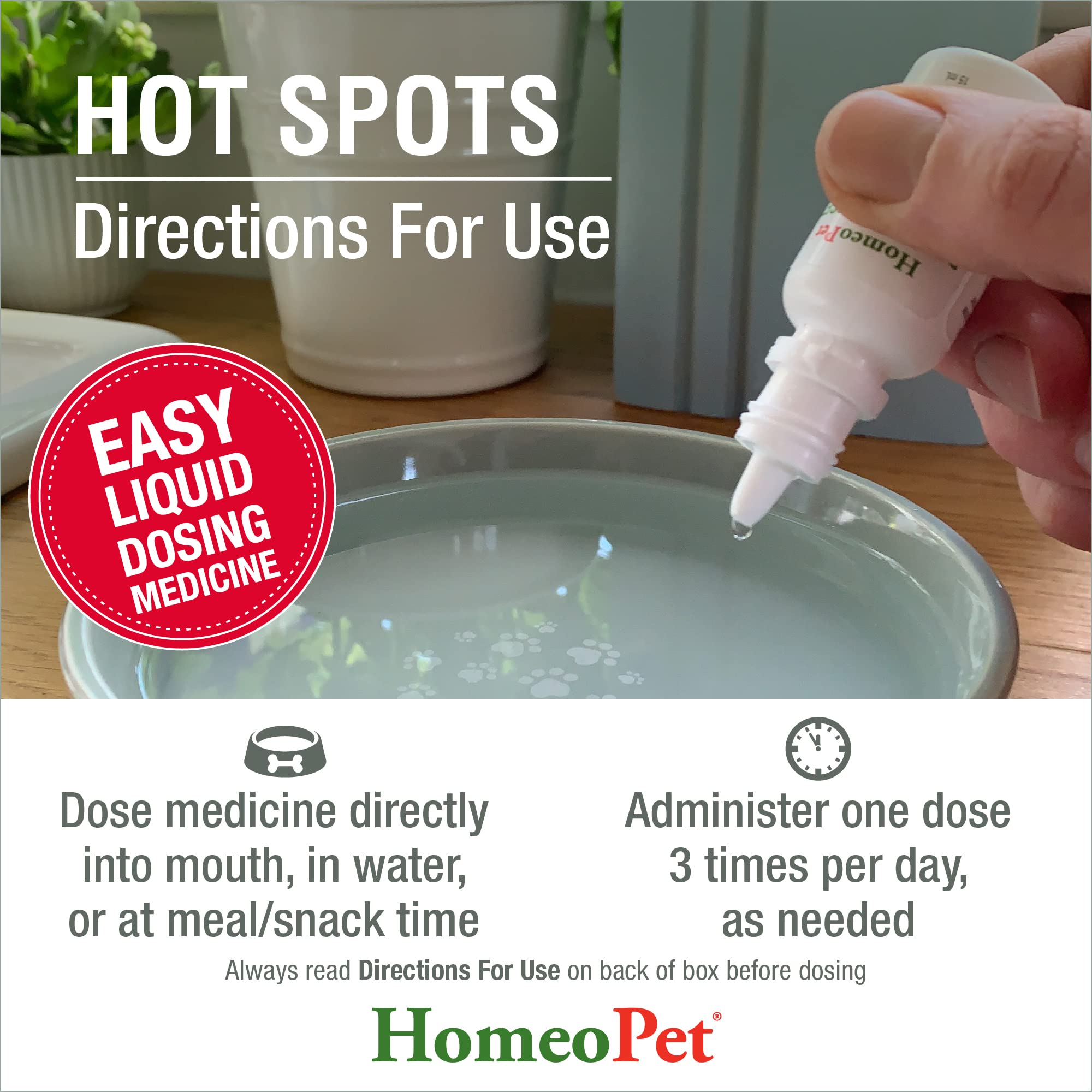 Homeopet Hot Spots, Safe And Natural Cat And Dog Skin-Soothing Medicine For Red, Irritated, And Flaky Pet Skin, 15 Milliliters