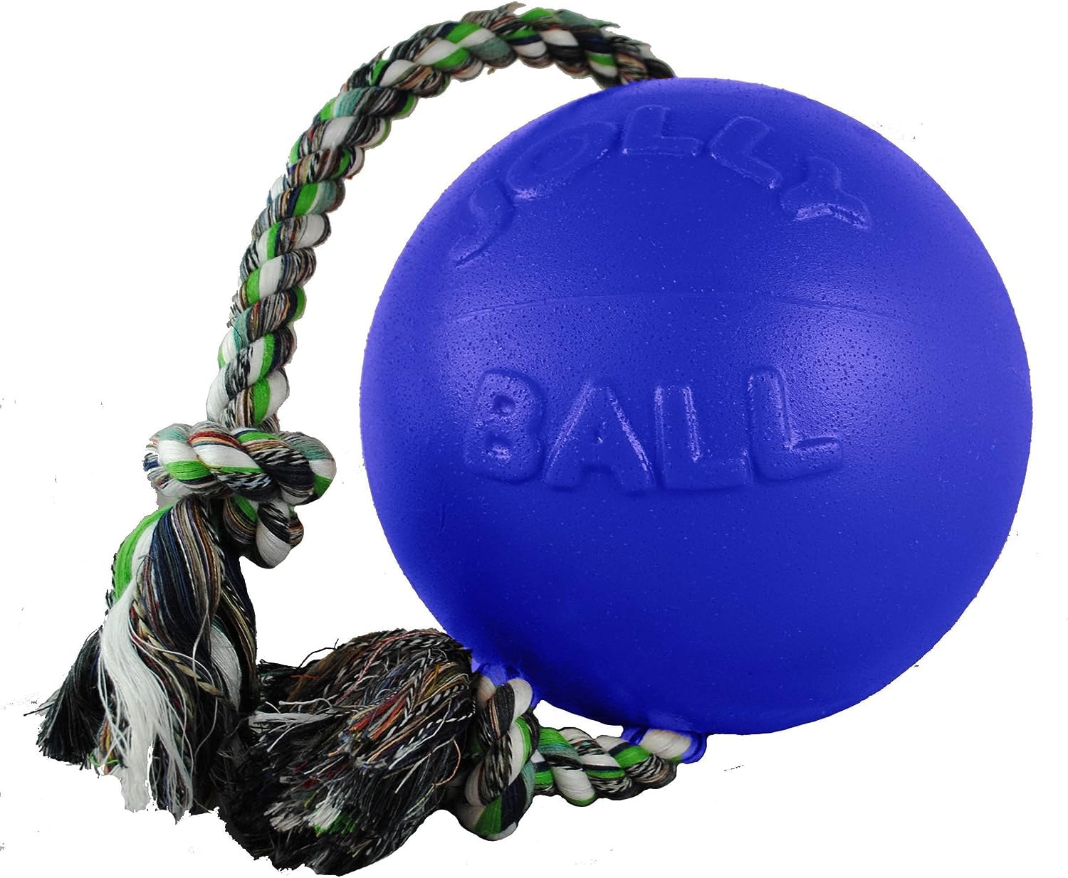 Jolly Pets Romp-N-Roll Rope And Ball Dog Toy, 4.5 Inches/Small, Blue (645 Bl), For Small Breeds