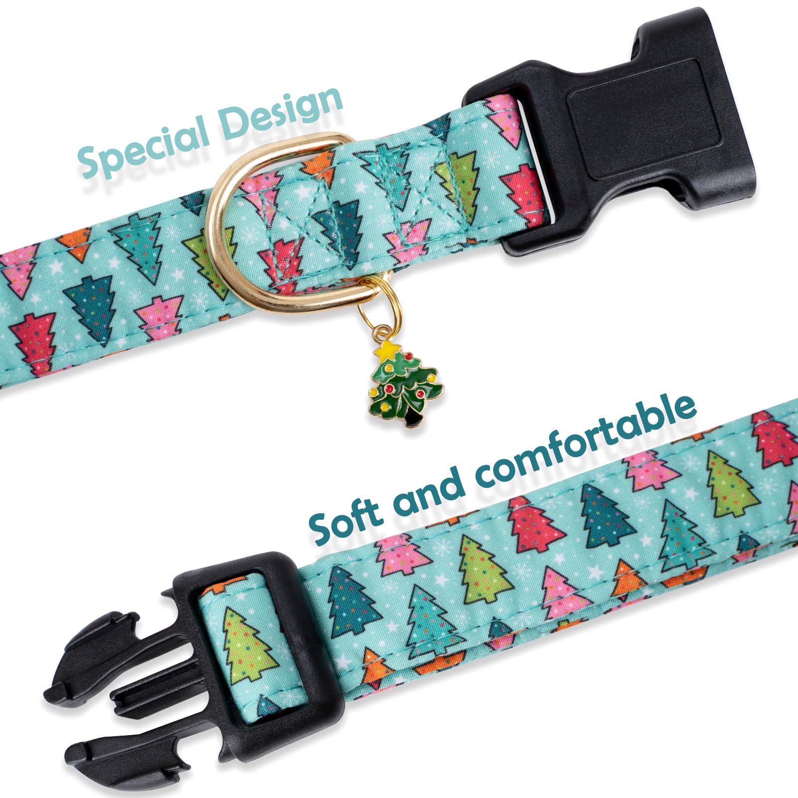 Faygarsle Green Dog Collar With Charm Design Christmas Theme Pattern For Small, Medium, Large Dogs - Cute, Stylish Collar For Gi