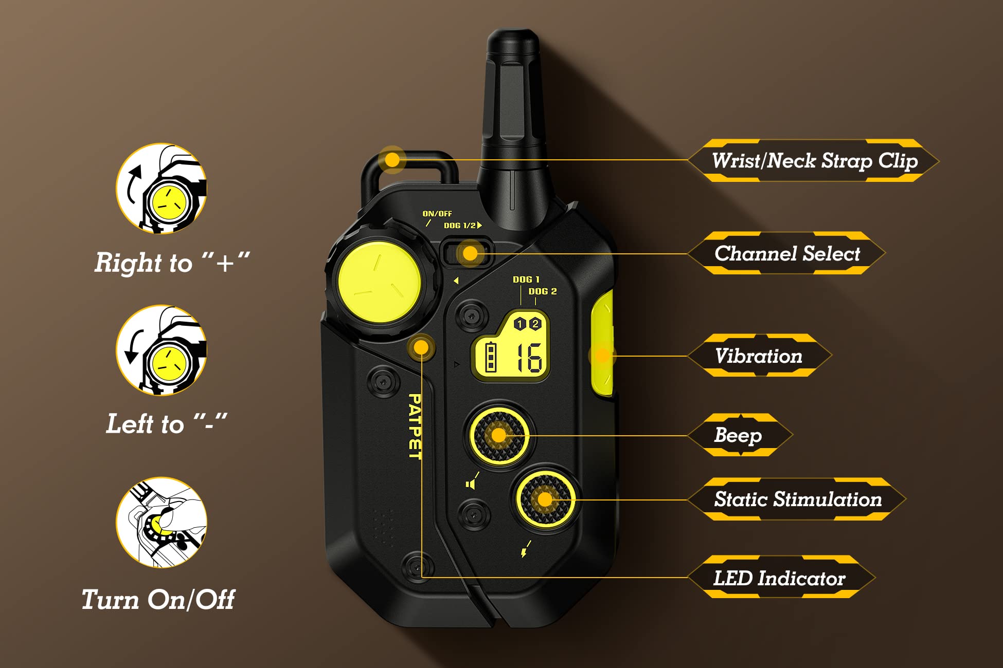 Patpet Shock Collar For Large Medium Small Dog 15-150Lbs - 3/4 Mile Range Safe Shock E Dog Training Collar With Remote (Black Gr