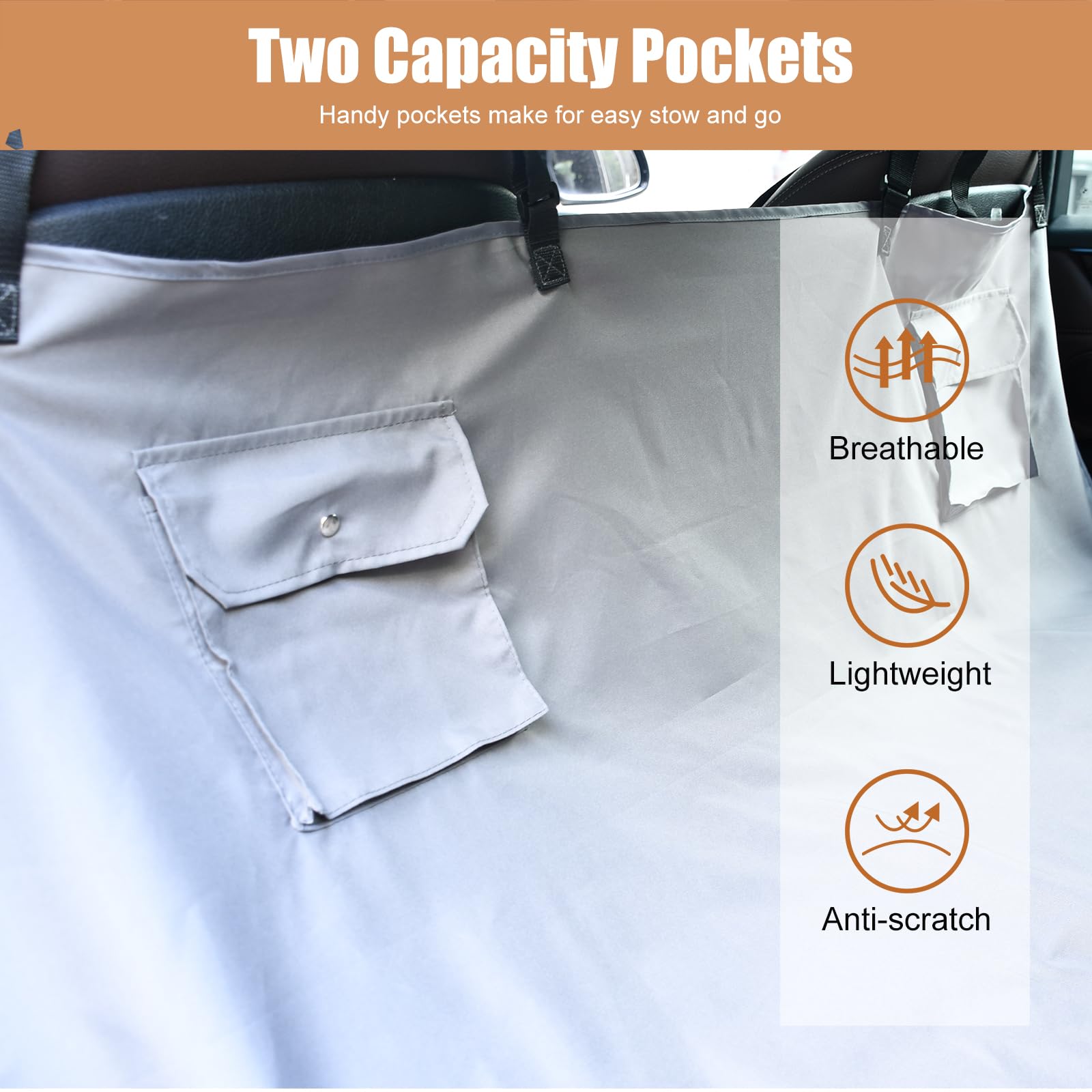 Goopaws Dog Seat Cover, Waterproof Dog Hammock, Scratchproof Travel Car Bed Back Seat Cover For Pets, With Storage Pocket For Ca