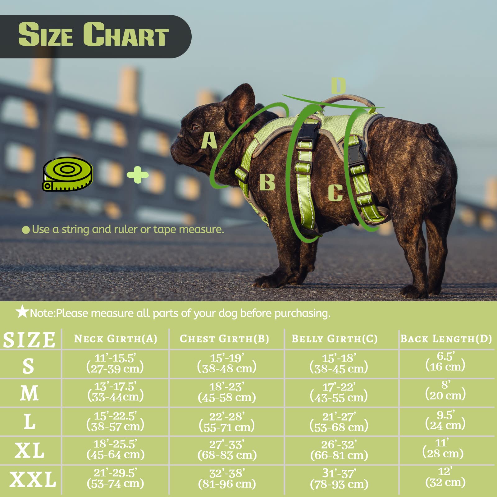 No Escape Dog Harness, Escape Proof Harness, Fully Reflective Harness With Padded Handle, Breathable,Durable, Adjustable Vest For Medium Dogs Walking, Training, And Running Gear Green (Medium)