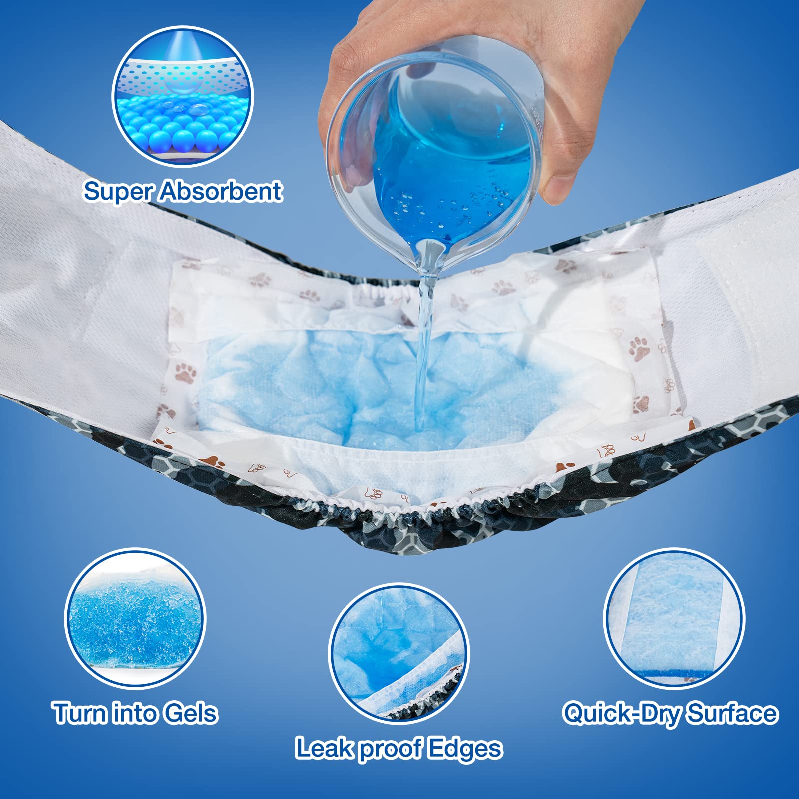 Leopinky Disposable Dog Diaper Booster Pads M - 100 Count, Dog Diaper Liners For Male And Female Dogs, Inserts Fit Most Puppy Di