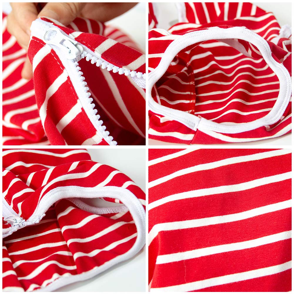 Dogs Recovery Suit Post Surgery Shirt For Female Male Dog, E-Collar Alternative Wound Protective Clothes (Red White-5Xl)