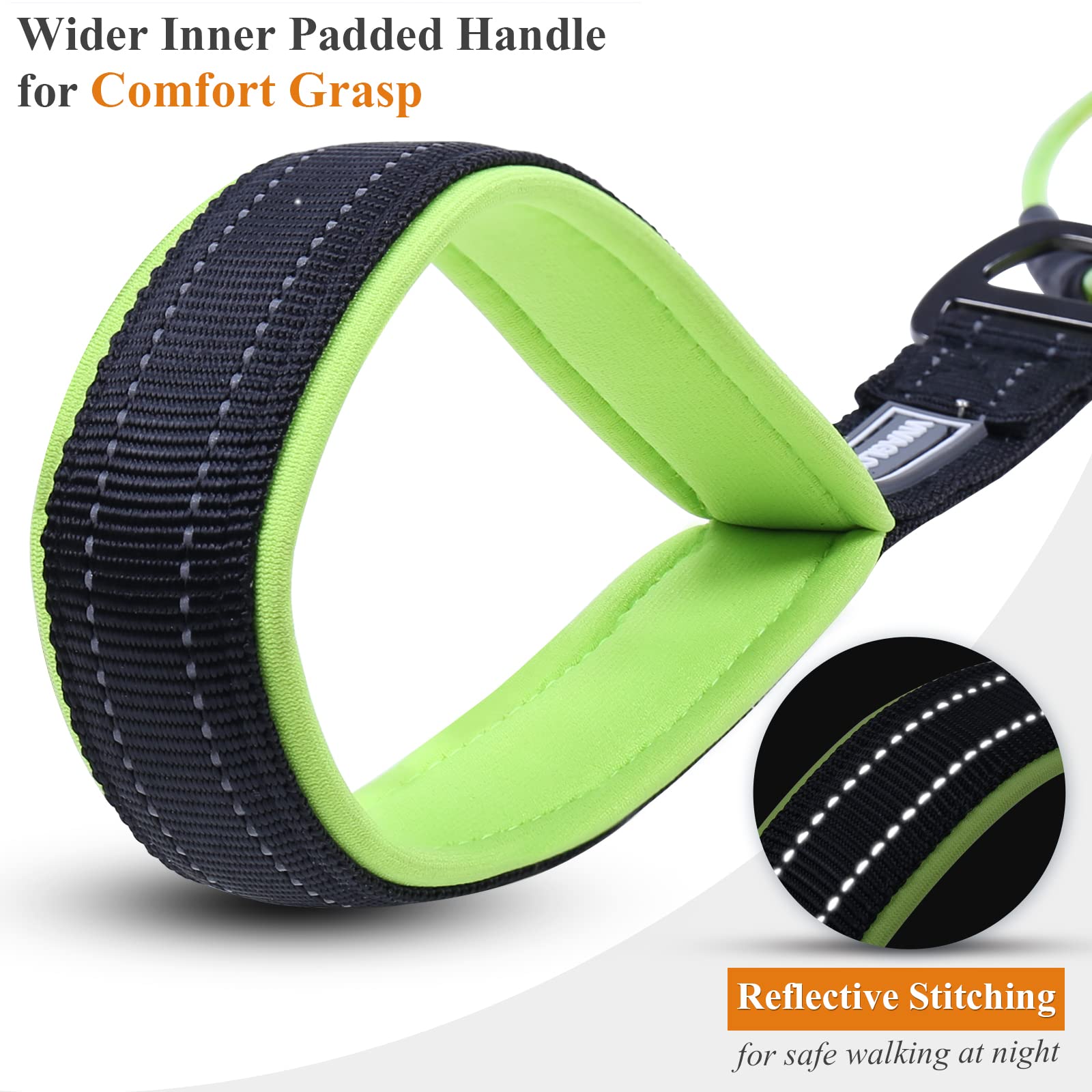 Vivaglory Waterproof Dog Leash, Twisted Stainless Steel Wire Rope Chew Proof Cable Lead With Extra Foam Handle For Small Medium Large Dogs, Green