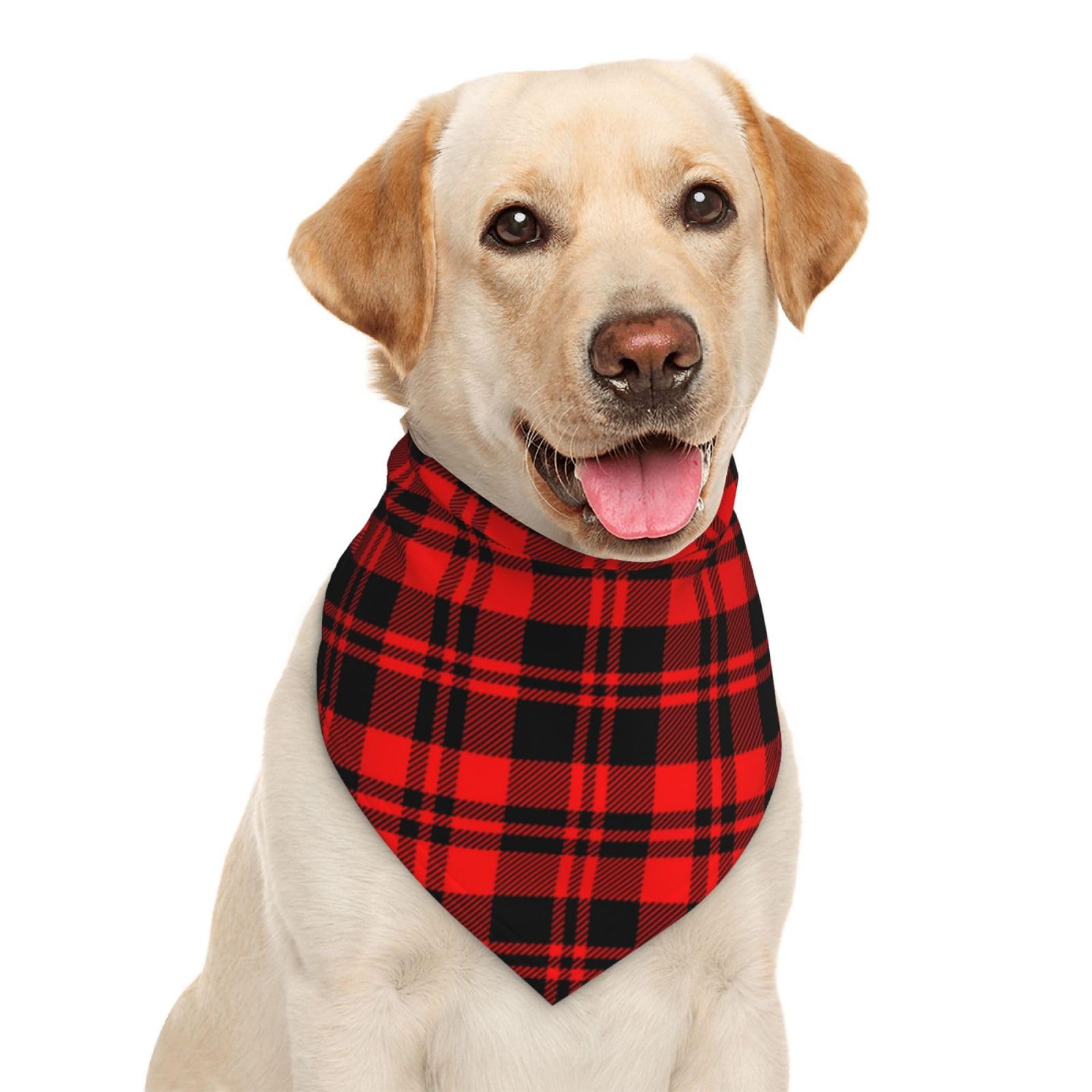 Red Scottish Plaid Checkered Dog Bandana Scarf Triangle Bibs Pet Accessories Cat Kerchief