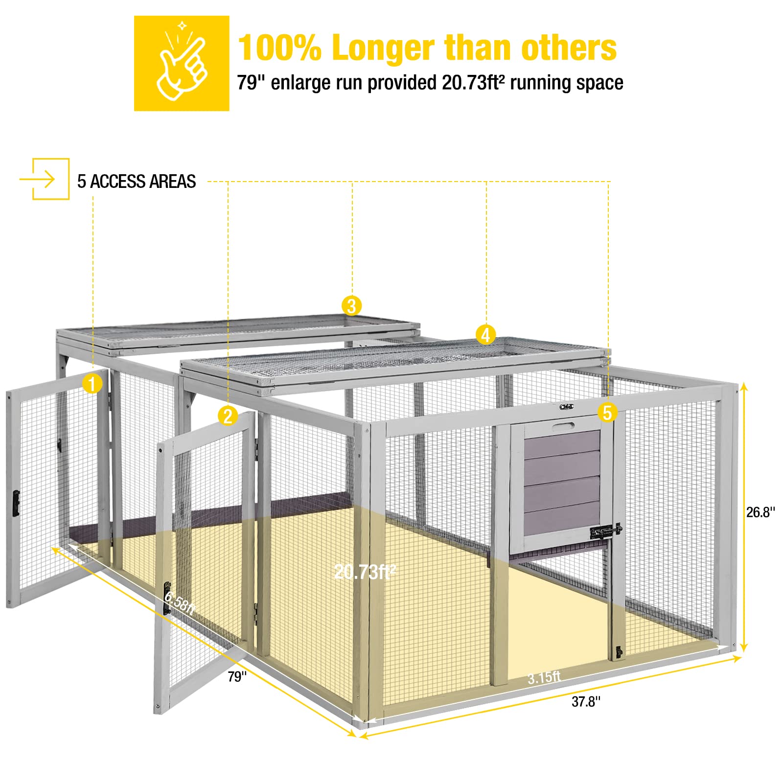 Aivituvin Chicken Coop Run Extension Rabbit Enclosure Outdoor Duck Playpen 20.73 Ft²