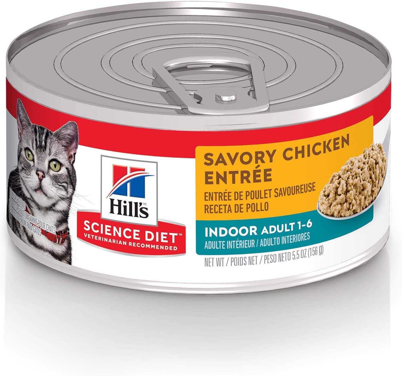 Hills Science Diet Indoor, Adult 1-6, Easy Litter Box Cleanup, Wet Cat Food, Chicken Minced, 5.5 oz Can, Case of 24
