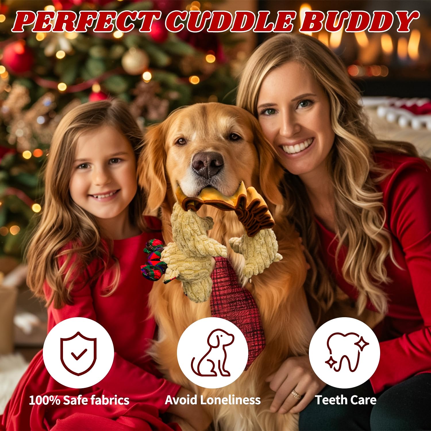 Cneeeeeb Dog Toys Deer Squeaky Interactive Puppy Teething Chew Toy With Crinkle Sound Paper Tail Stuffed Pp Cotton,Keep Them Bus