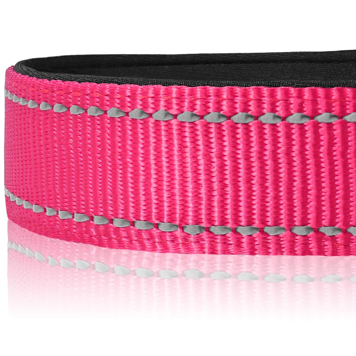 Joytale Reflective Dog Collar,Soft Neoprene Padded Breathable Nylon Pet Collar Adjustable For Extra Large Dogs,Hotpink,Xl