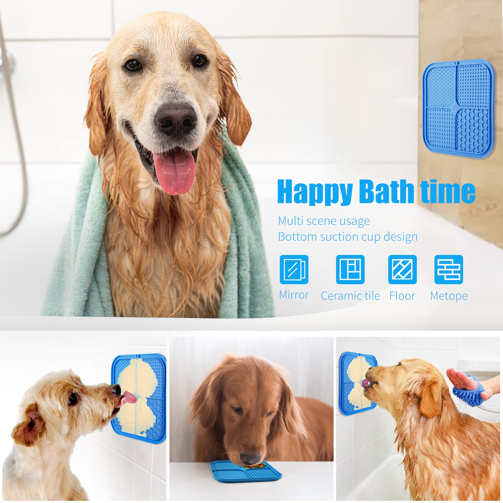 Lick Mat For Dogs, Premium Lick Pad With Suction Cups For Dog Anxiety Relief, Slow Feeder Dog Bowls, Bathing, Grooming And Train