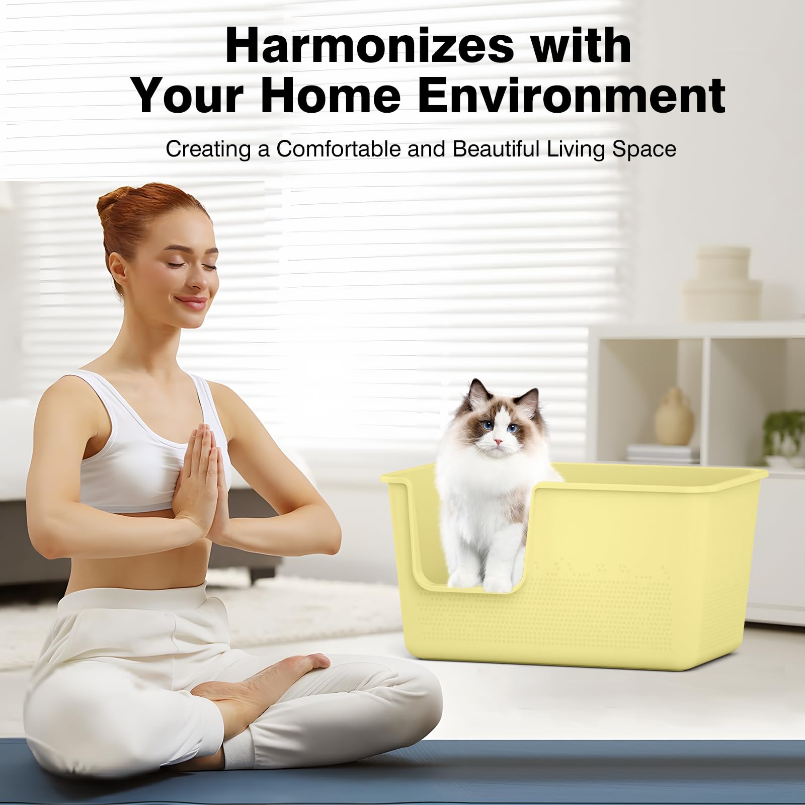 High Sided Extra Large Cat Litter Box - 24.8'' L X 11.4'' W X 13.0'' H, Xl Jumbo Kitty Litter Box For Big Cats, Tool-Free Assemb