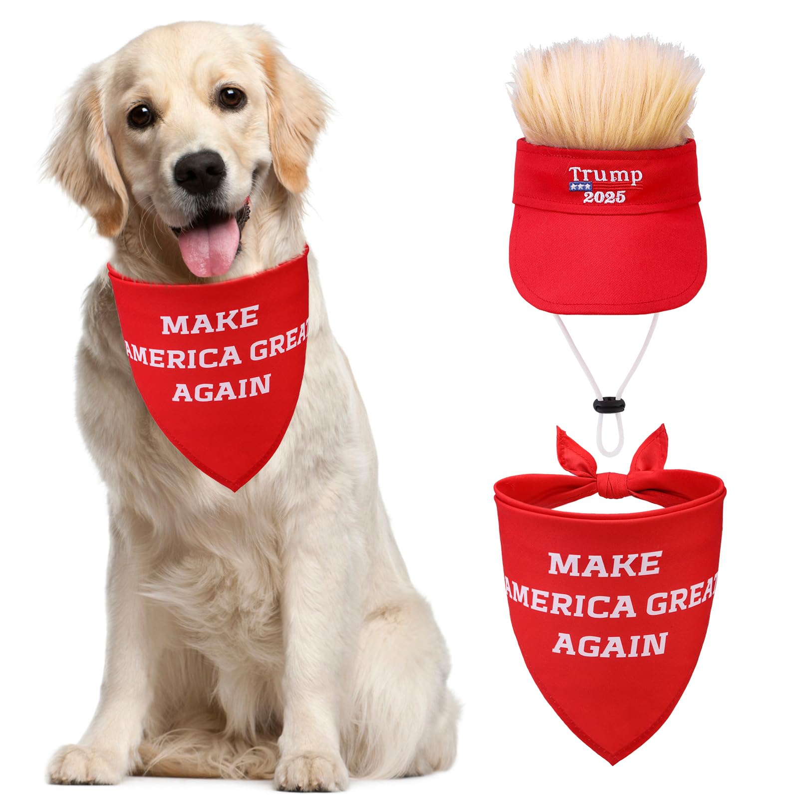 Pupteck Funny Dog Bandana Outfit Scarf With Cute Doggy Peaked Cap, Costume Decorations Supplies For Small Medium Large Dogs Boy 