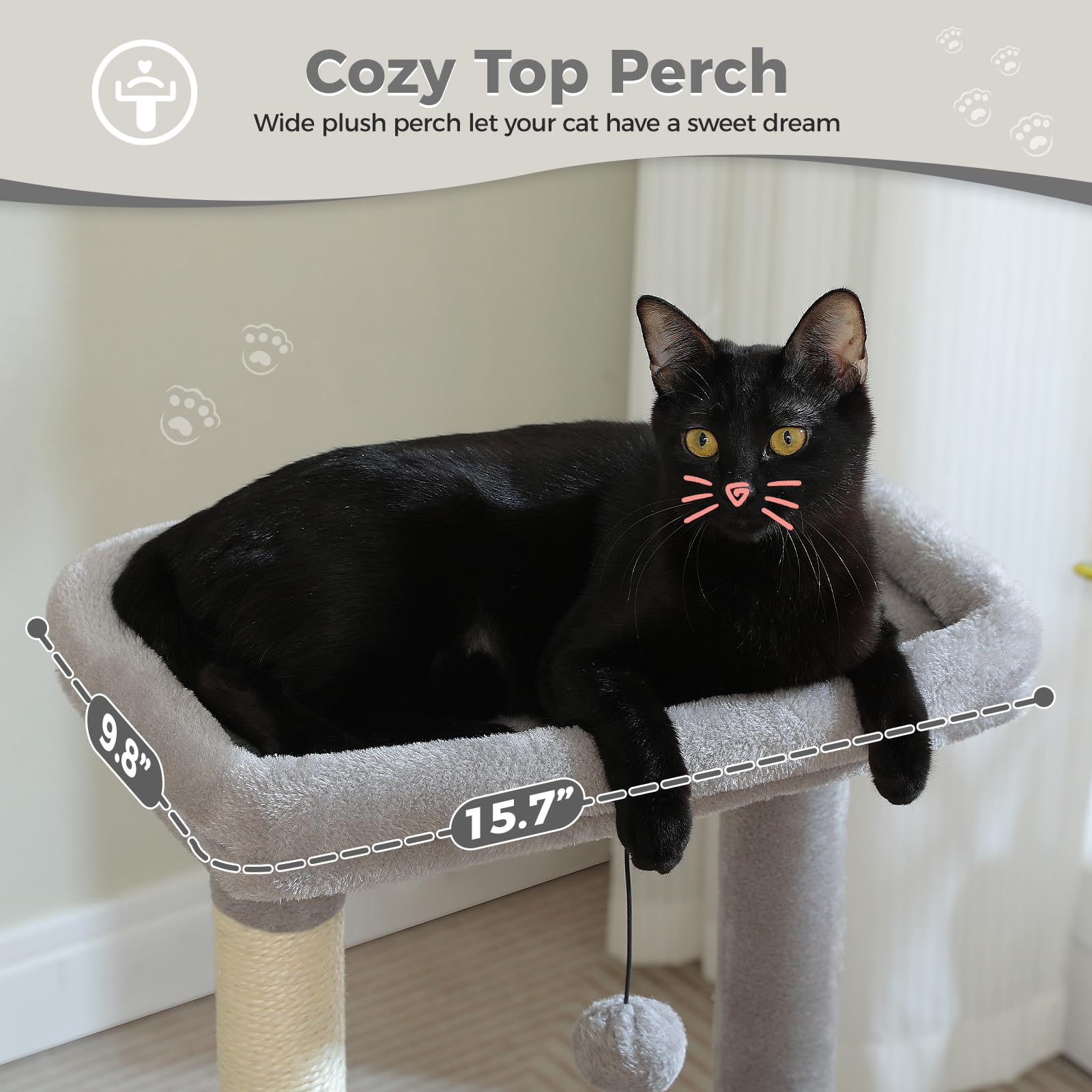 Pequlti 4-In-1 Cat Tree, 33' Cat Tower For Indoor Cats With Large Cat Condo, Scratching Post For Cats With Deep Hammock& Cozy T