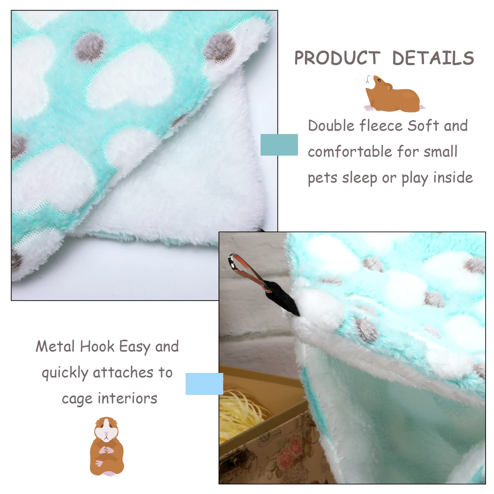 Boao 2 Pcs Guinea Pig Rat Hammock Guinea Pig Hamster Ferret Hanging Hammock Accessories For Small Animals Chinchilla Parrot Suga