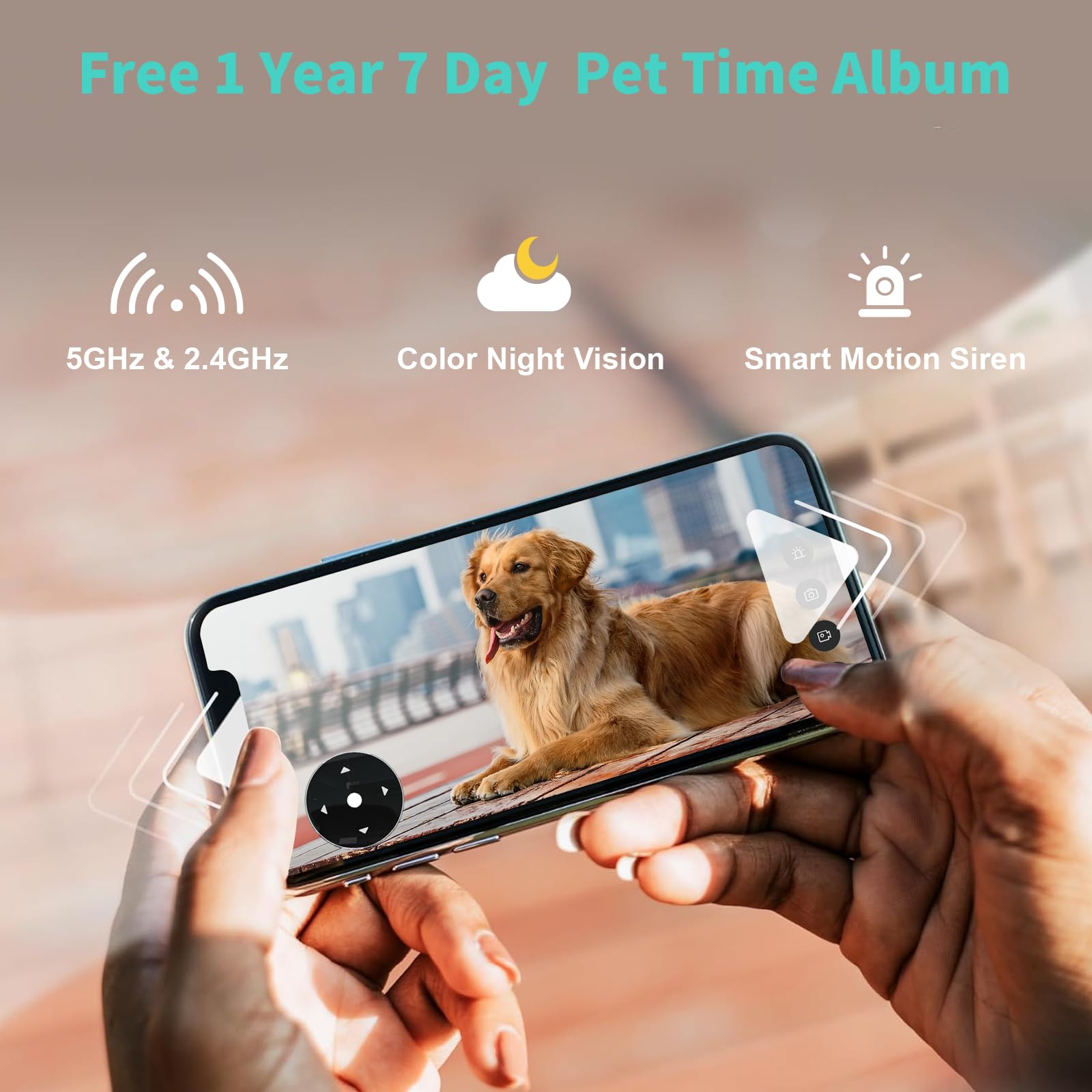 Alaga 3K Pet Camera, Dog Monitor with Phone App, 360 Pan/Tilt, Night Vision, Speaker, WiFi Cameras for Dog/Cat, Compatible with
