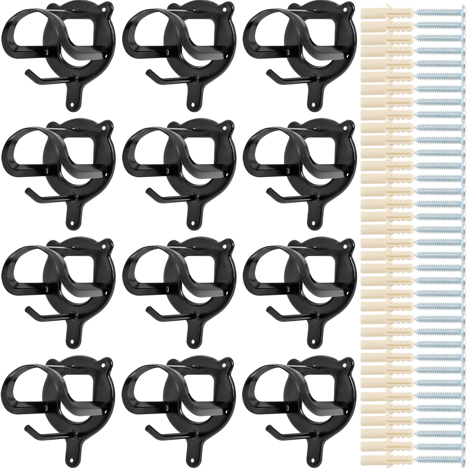 12 Counts Horse Bridle Rack, Bridle Bracket Bridle Hooks with Tubes and Screw, Horse Tack Storage Halter Hanger Metal Bridle Hol