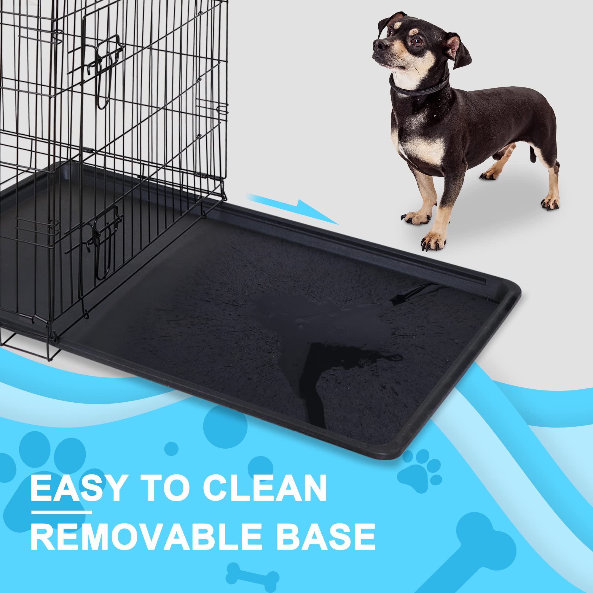 Zeny 42 Inch Dog Crate Double Door Folding Metal Dog Or Pet Crate Kennel With Tray And Handle