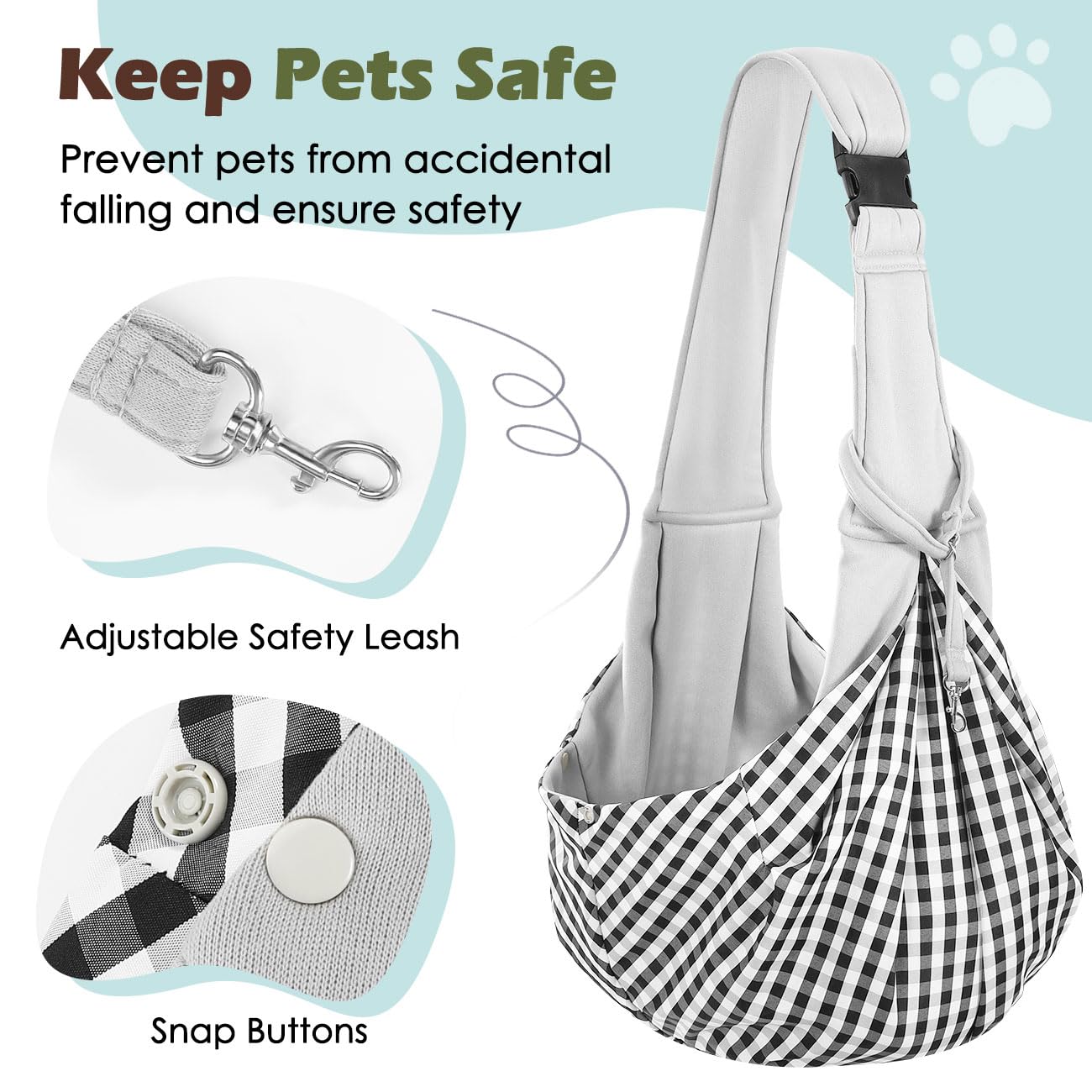 Pawaboo Small Dog Sling Carrier, Reversible Hands Free Dog Sling Carrier For Small Dogs And Cats, Puppy Sling Carrier With Adjus