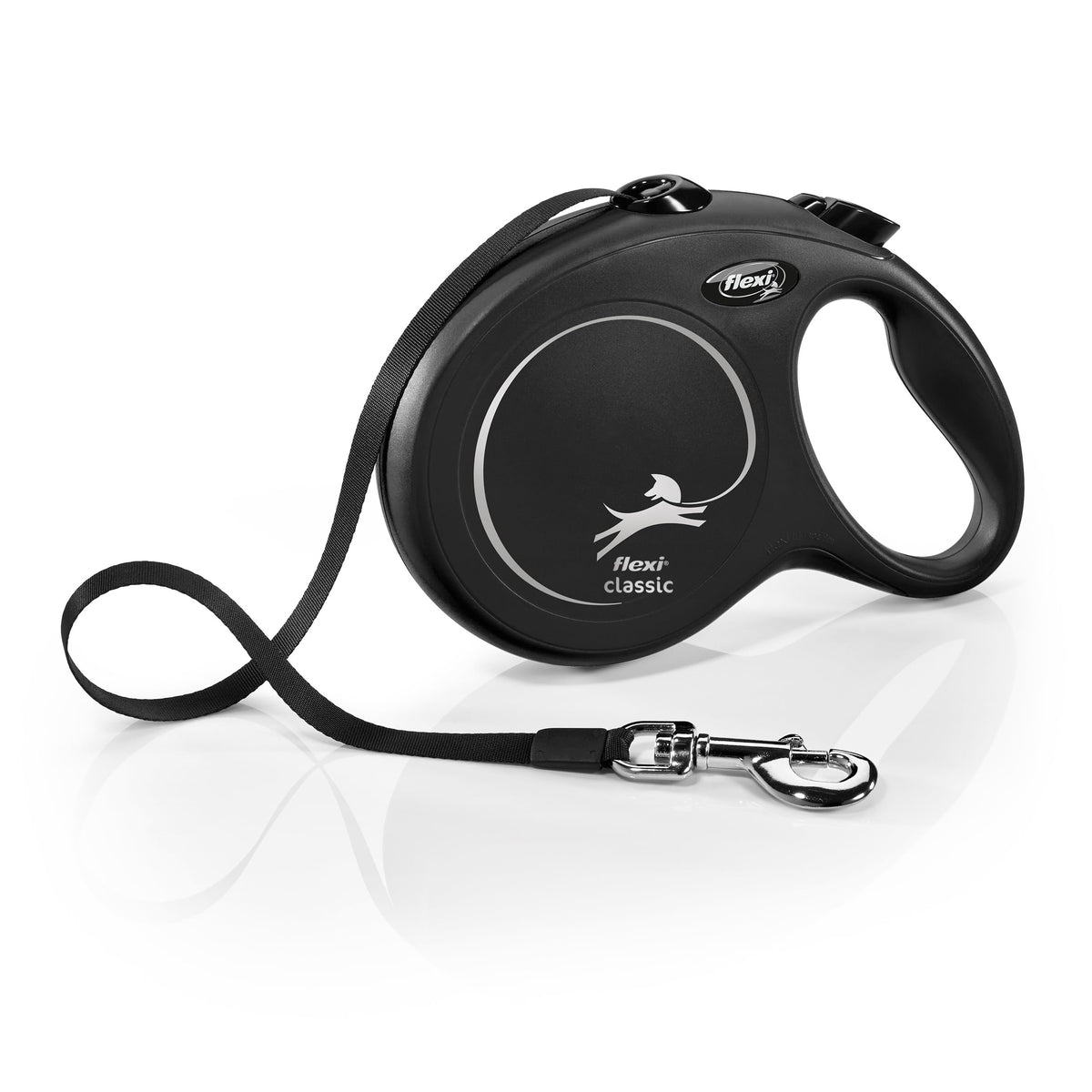 Flexi New Classic Tape Retractable Dog Leash For Large Dogs Upto 110 Lbs. – 26 Ft., Black | Tangle Free Pet Walking Leash With One-Handed Brake, Pause, Lock|German Quality Product